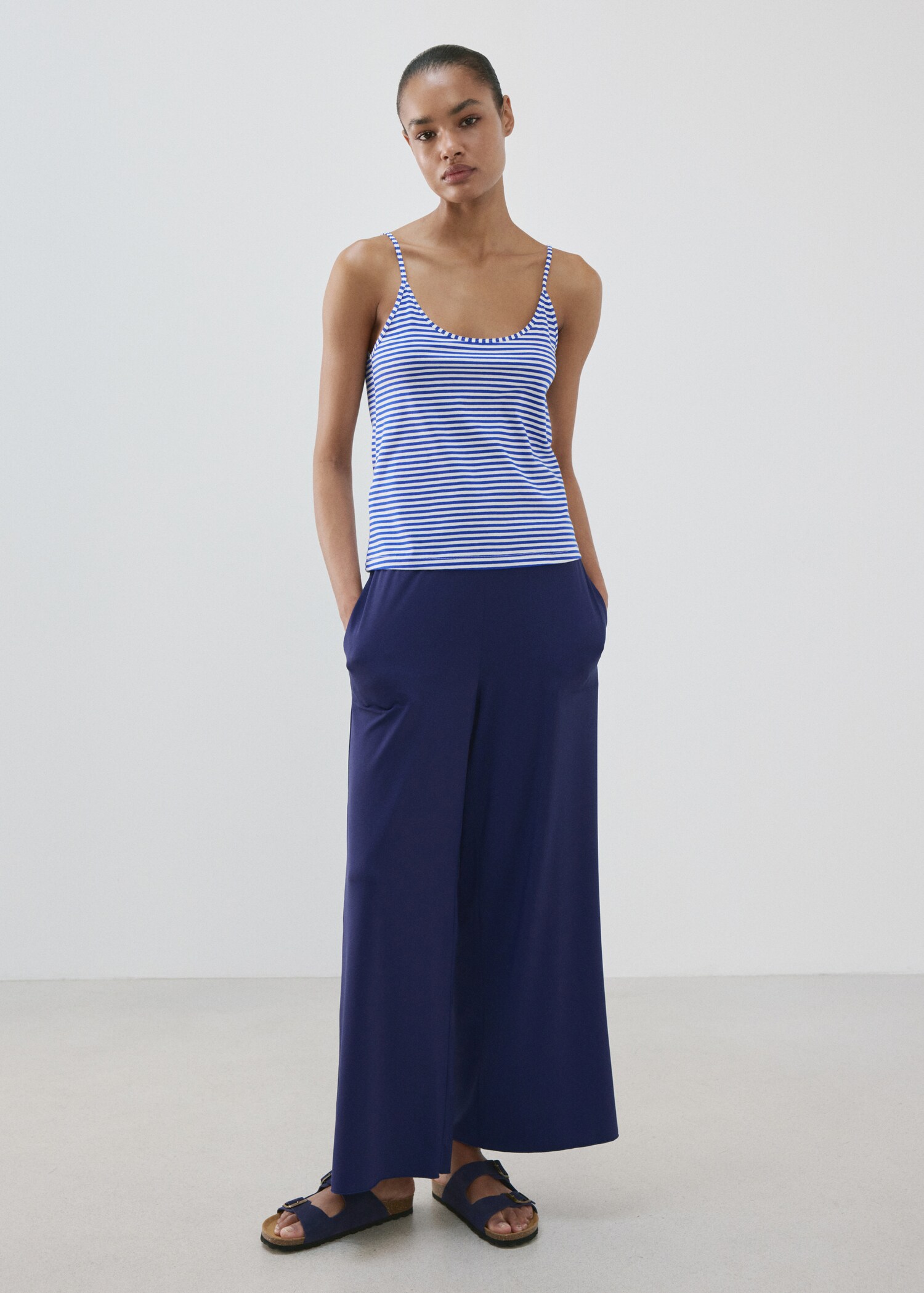 Woven stripe cotton top - General plane