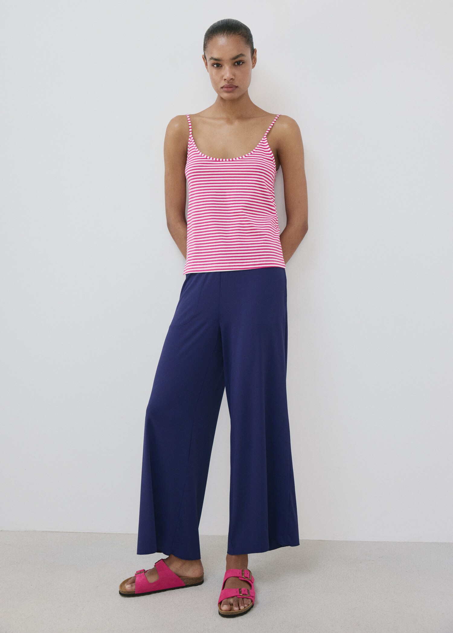 Woven stripe cotton top - General plane