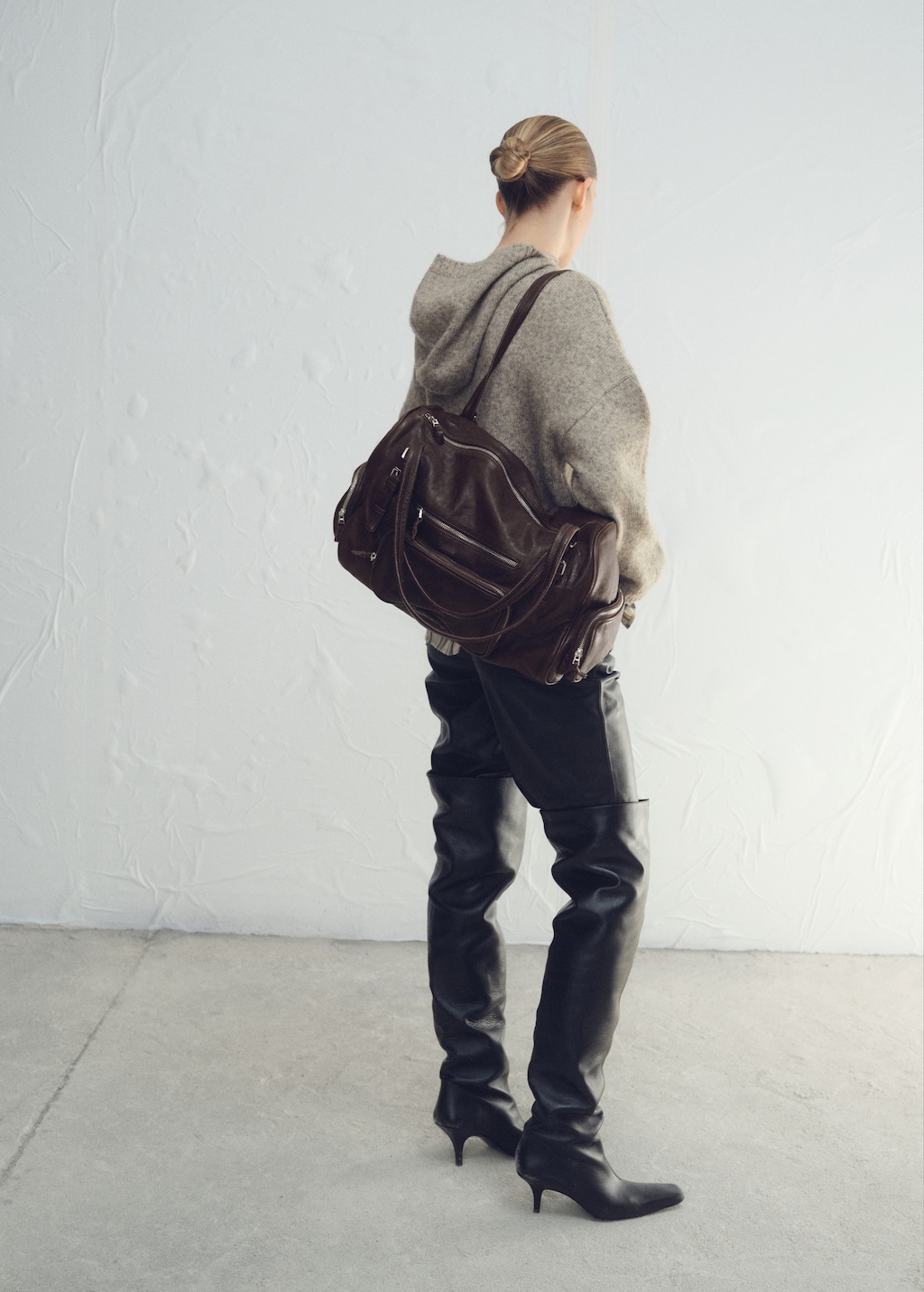 Large leather bowling bag