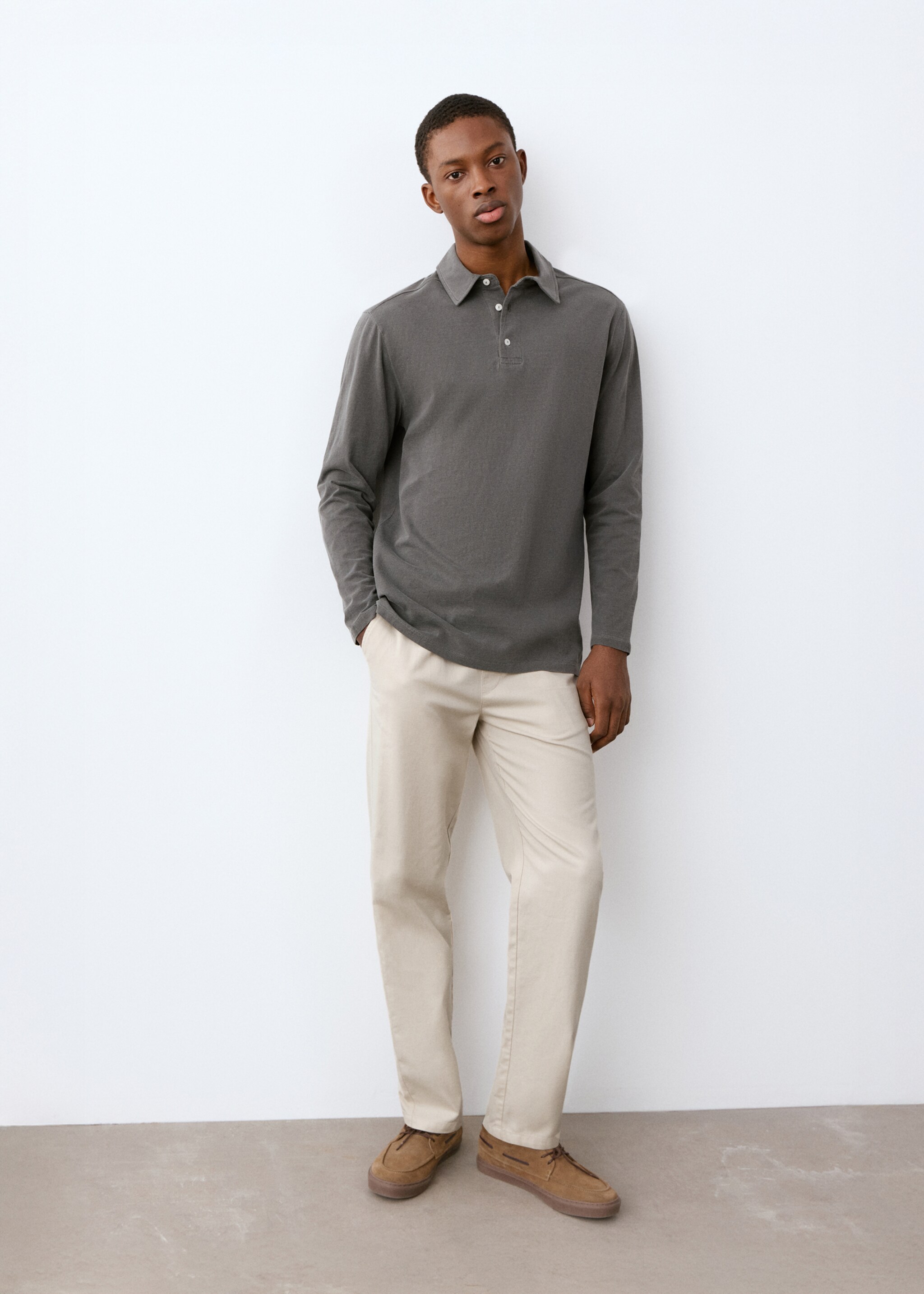 Pantalón algodón lino recto - Pla general, Sorra. Ref: 27044052-00.