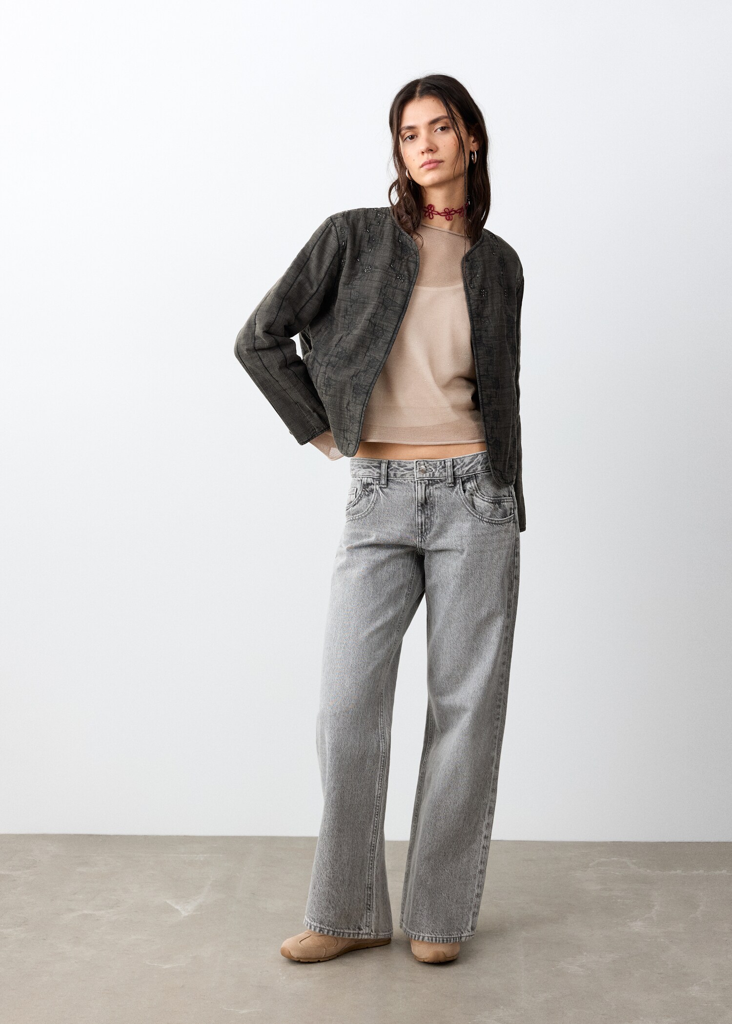 Beaded cotton jacket - General plane