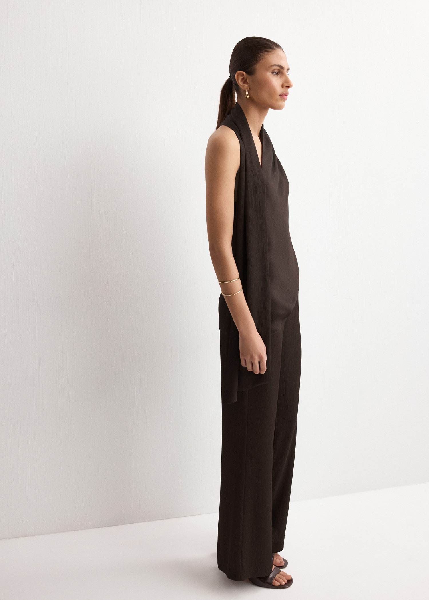 Satin straight-fit trousers - General plane