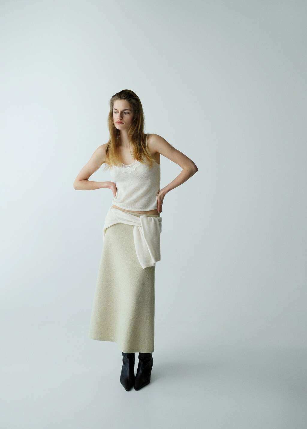 Top with lace neck