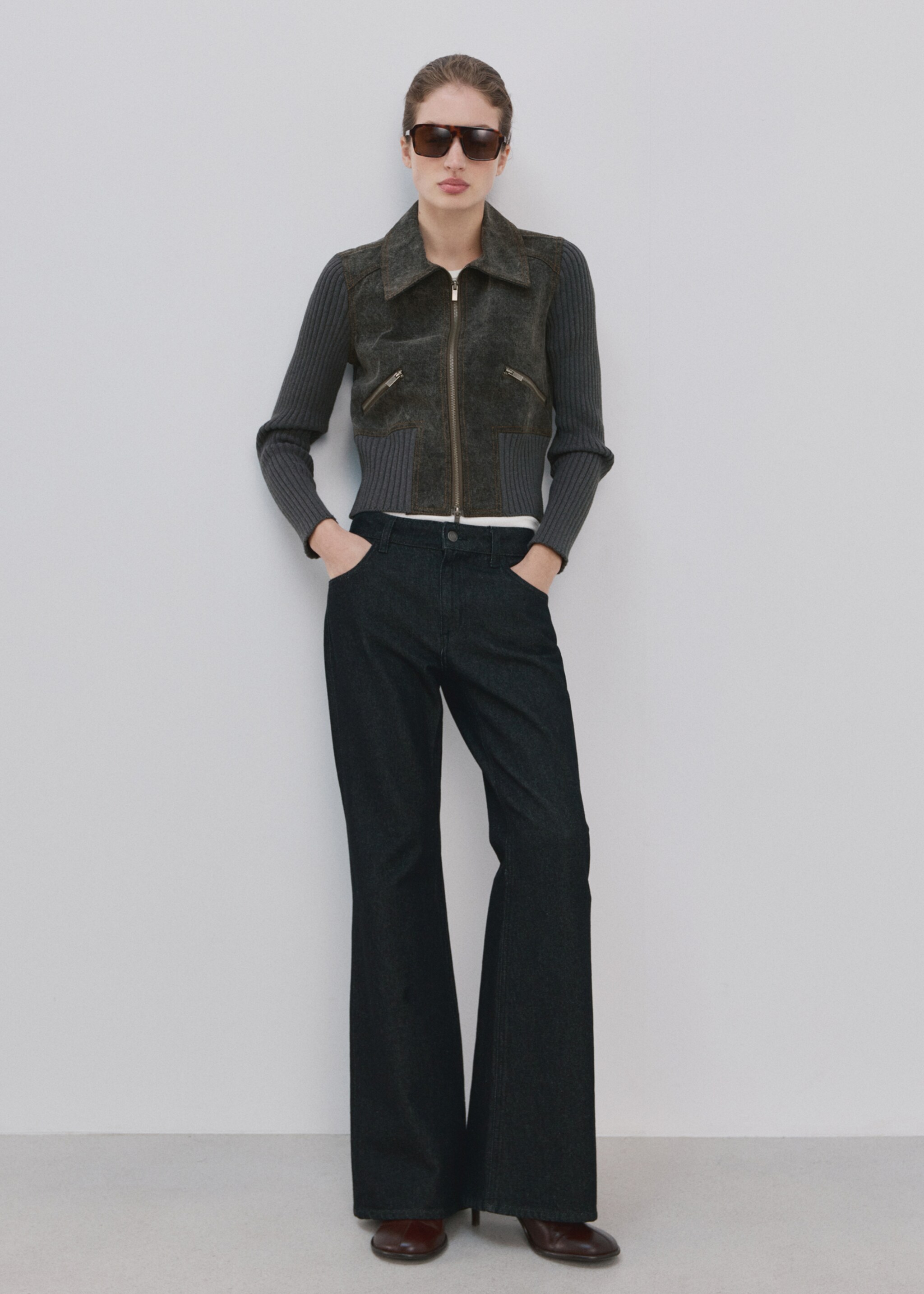 Chaqueta punto entallada cremallera - Pla general, Gris antracita. Ref: 27044098-00.