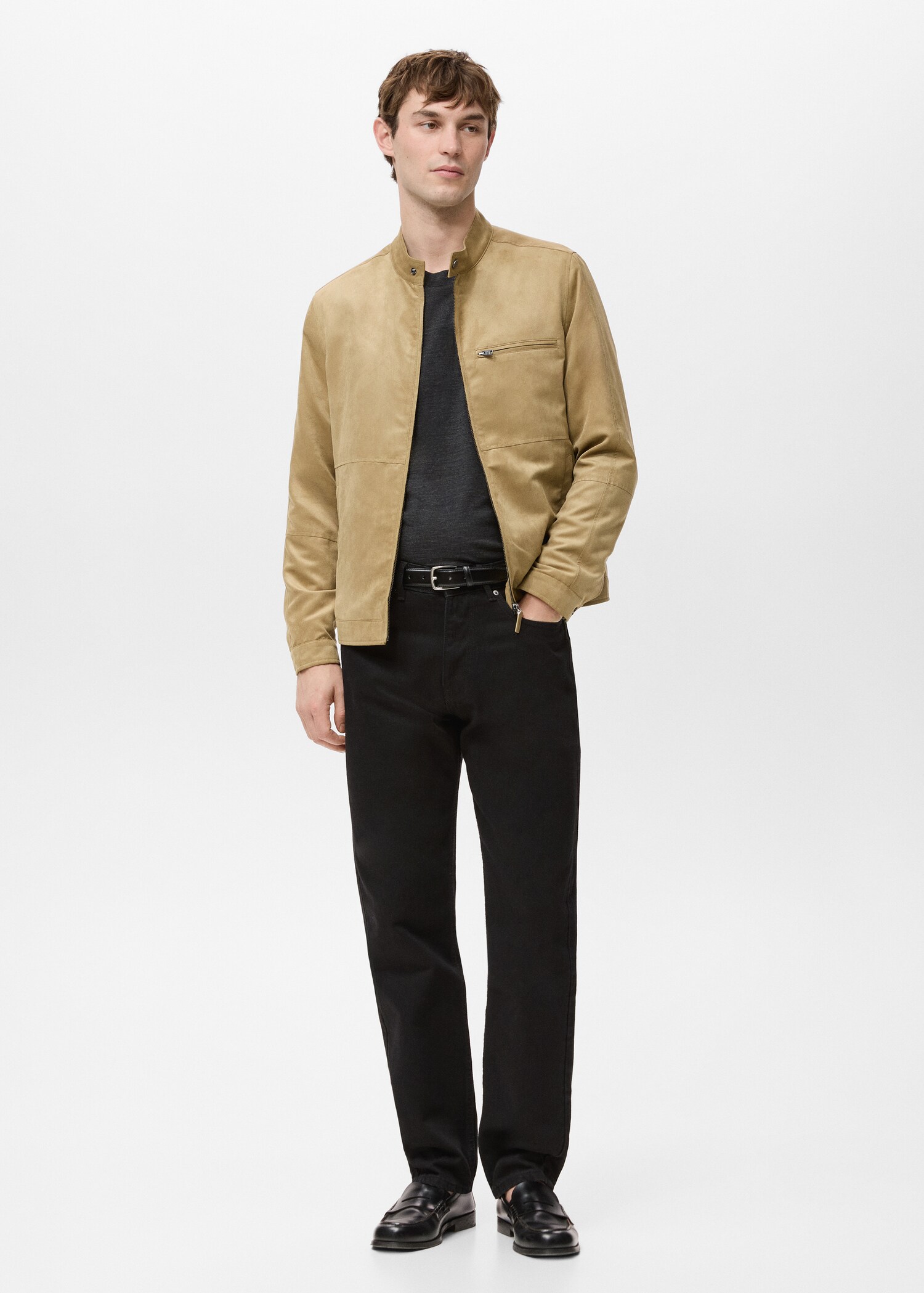 Suede-effect biker jacket - General plane
