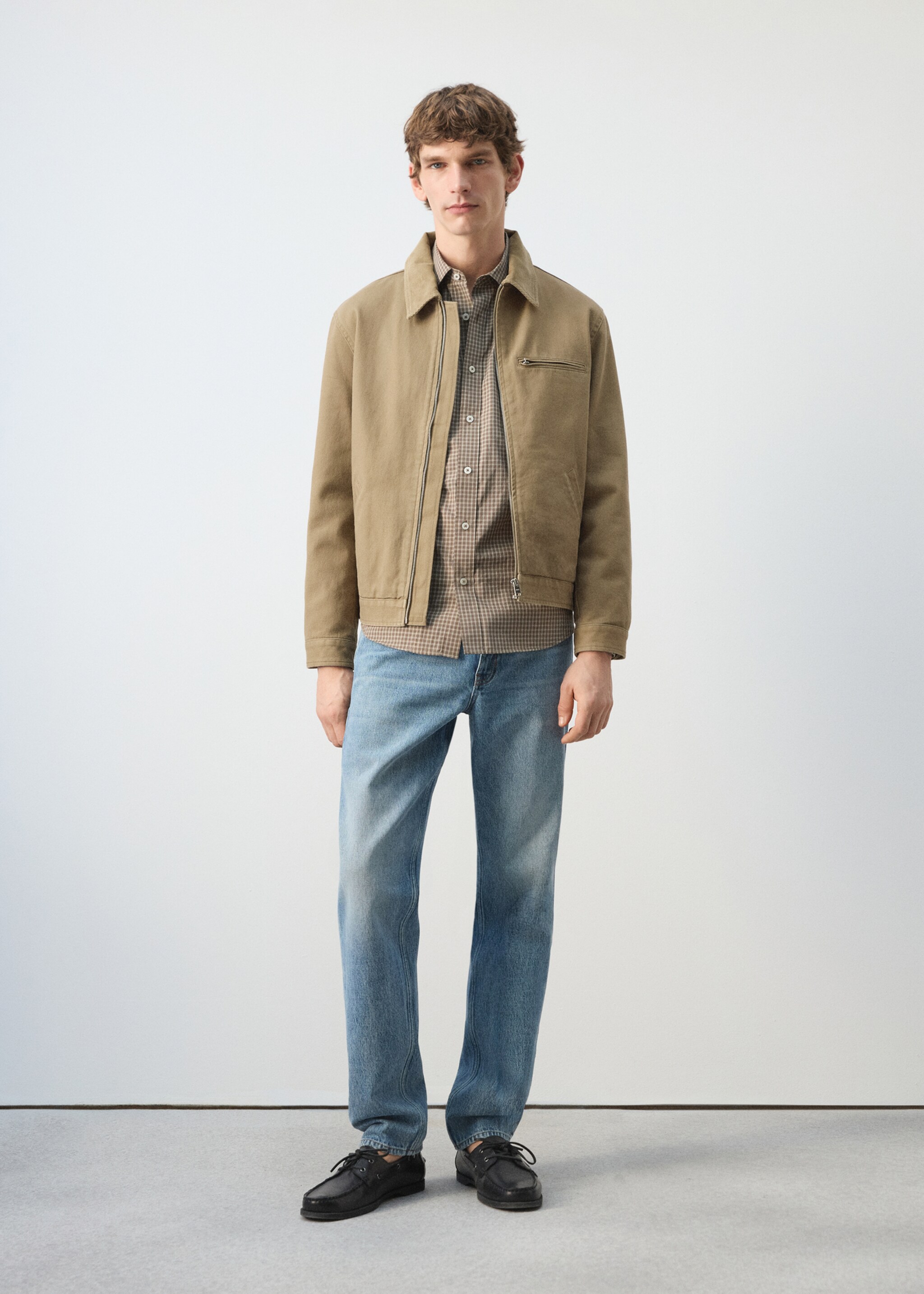 Corduroy collar denim jacket - General plane, Beige. Ref: 27044427-00.