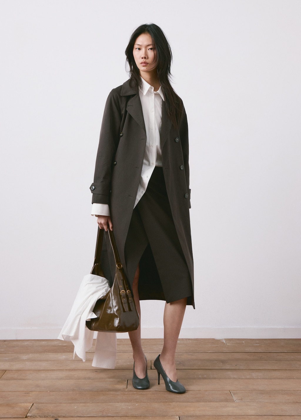 Mango Long double-breasted trench coat