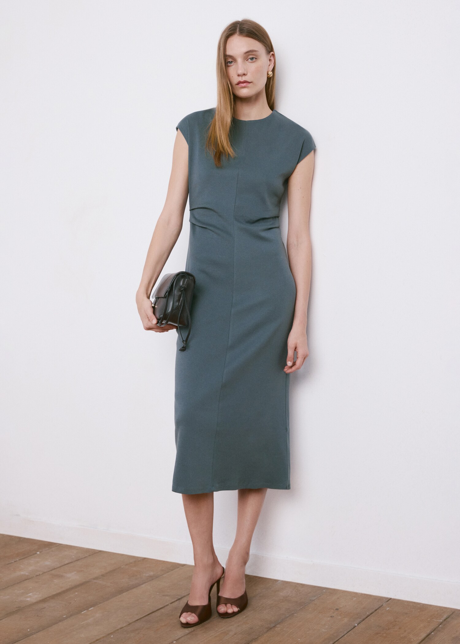 Midi-dress with draped detail - General plane