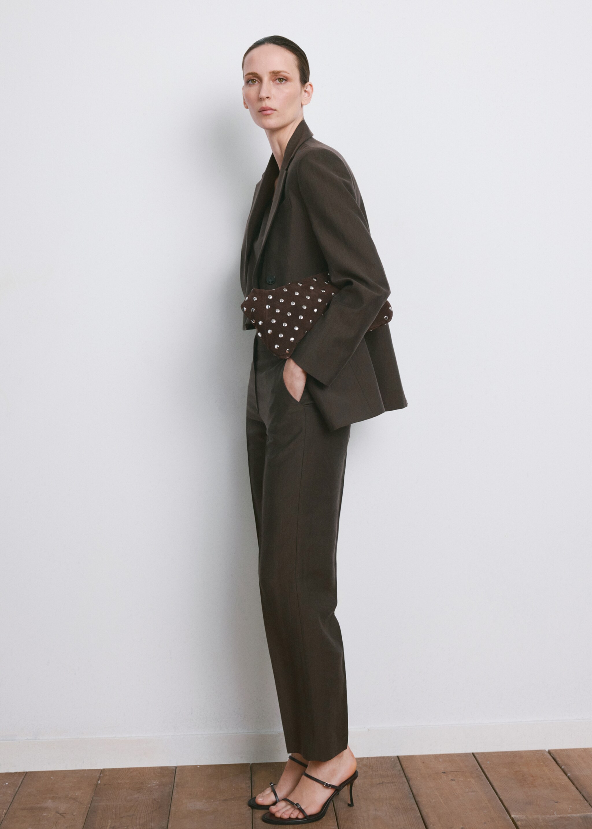 Mid-rise lyocell pants - General plane, Chocolate. Ref: 27045833-00.