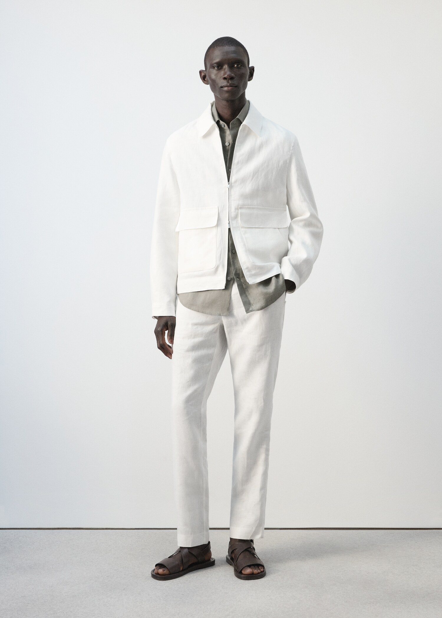 100% linen jacket with pockets - General plane