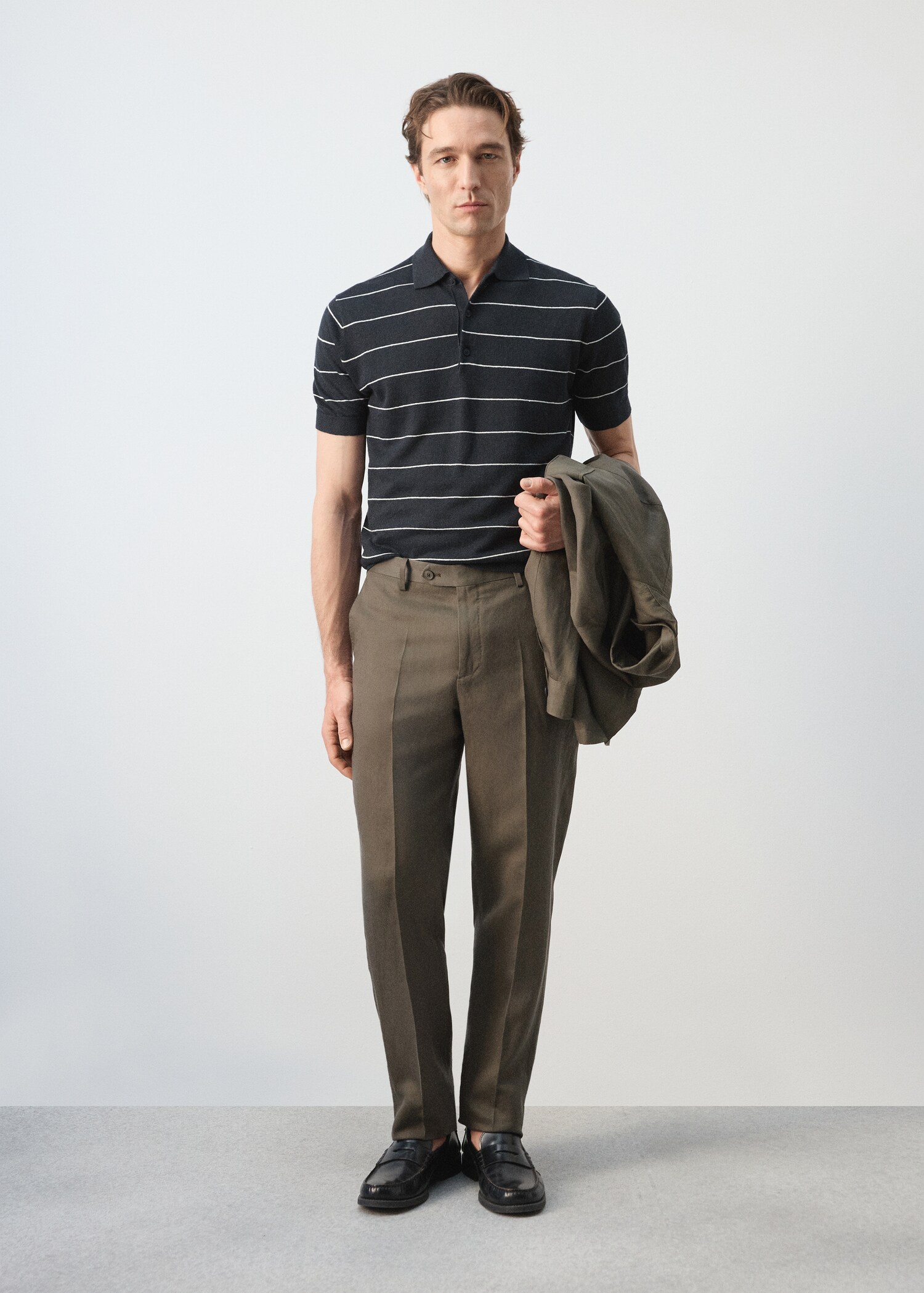Linen blend striped polo shirt - General plane