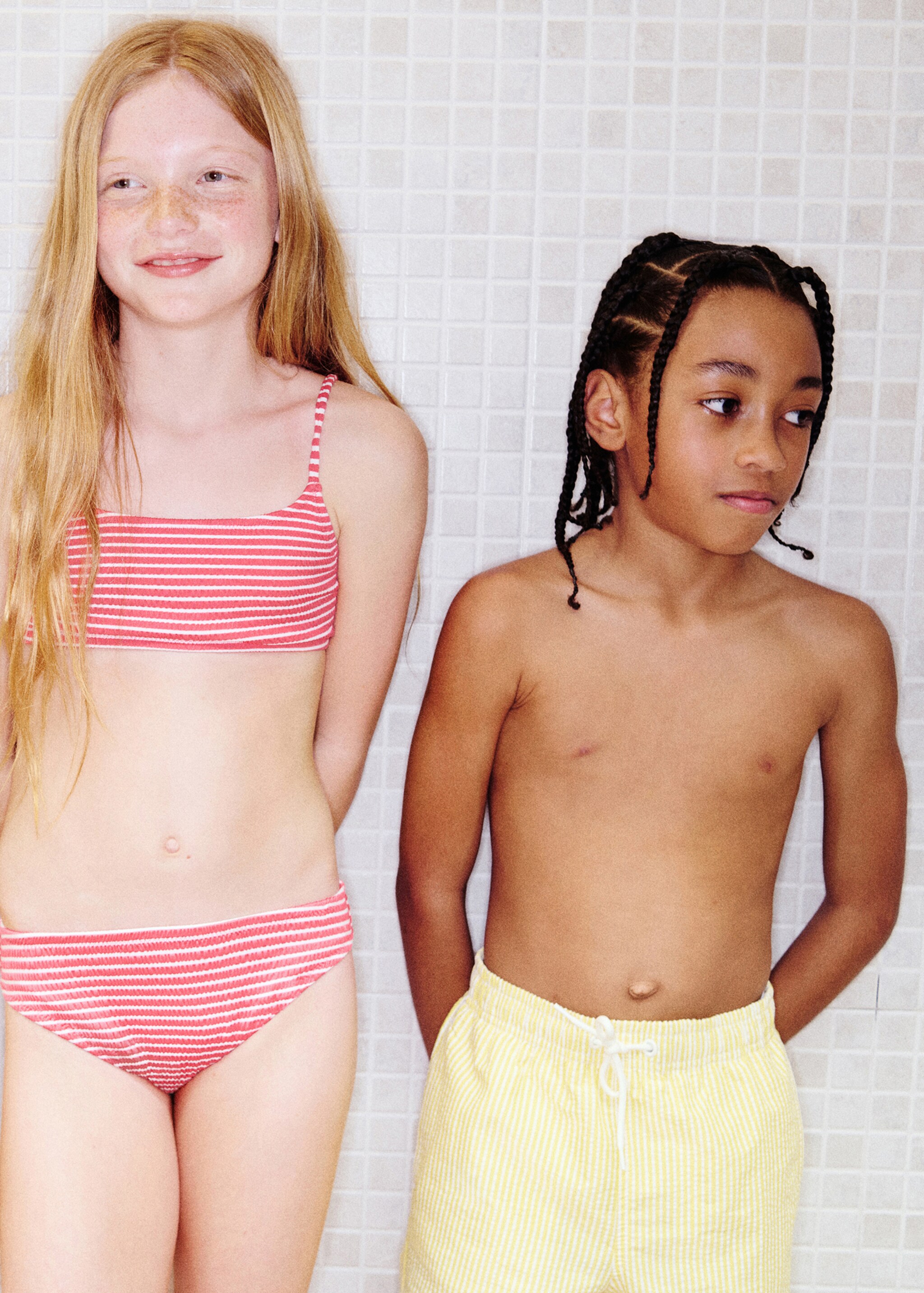 Bañador rayas seersucker - Plano general, Amarillo. Ref: 27045983-00.