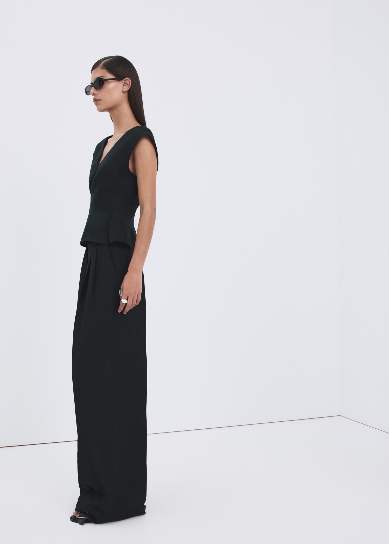 Pantalon droit lin à pinces - Plan général