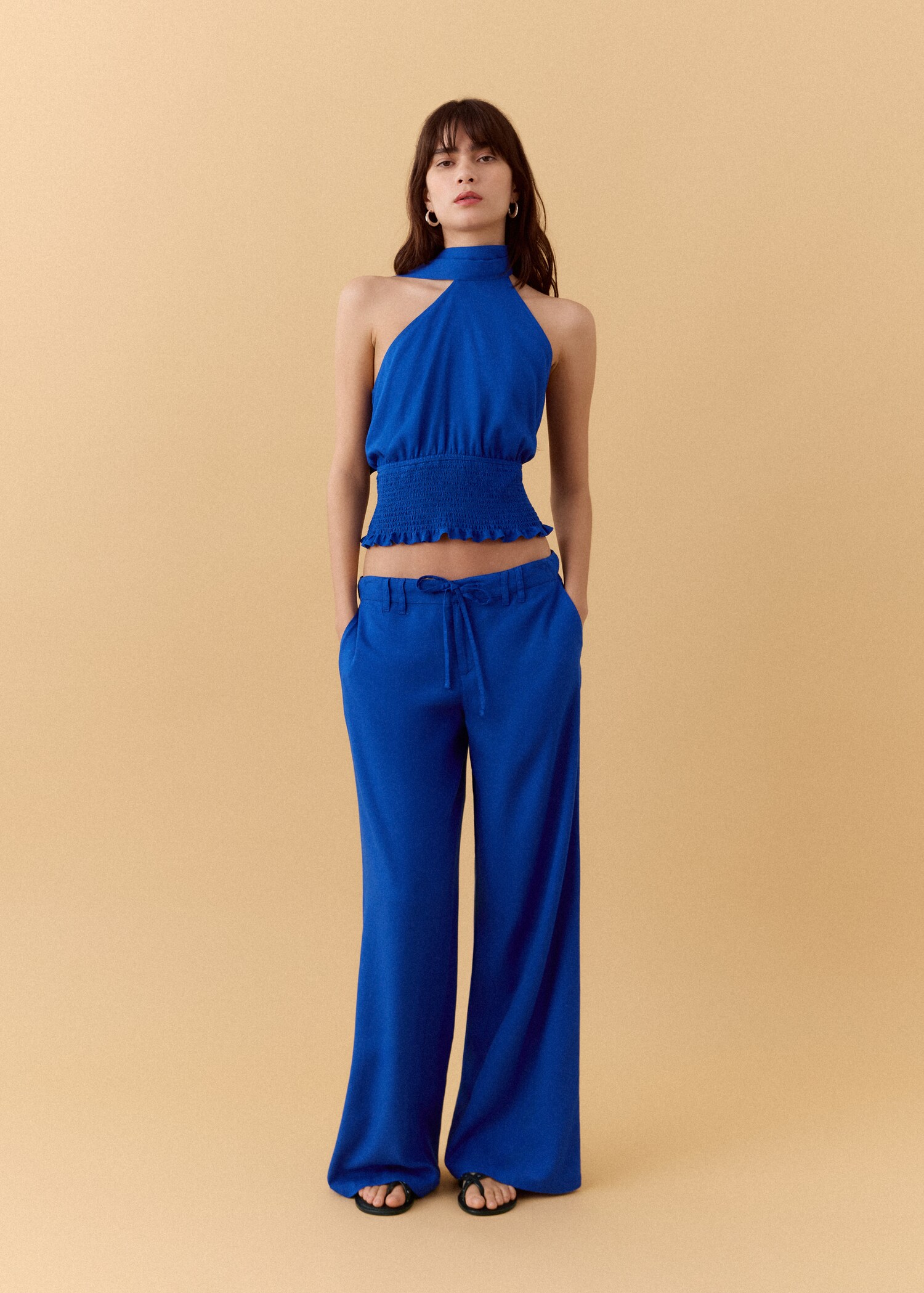 Halter top in linen blend - General plane