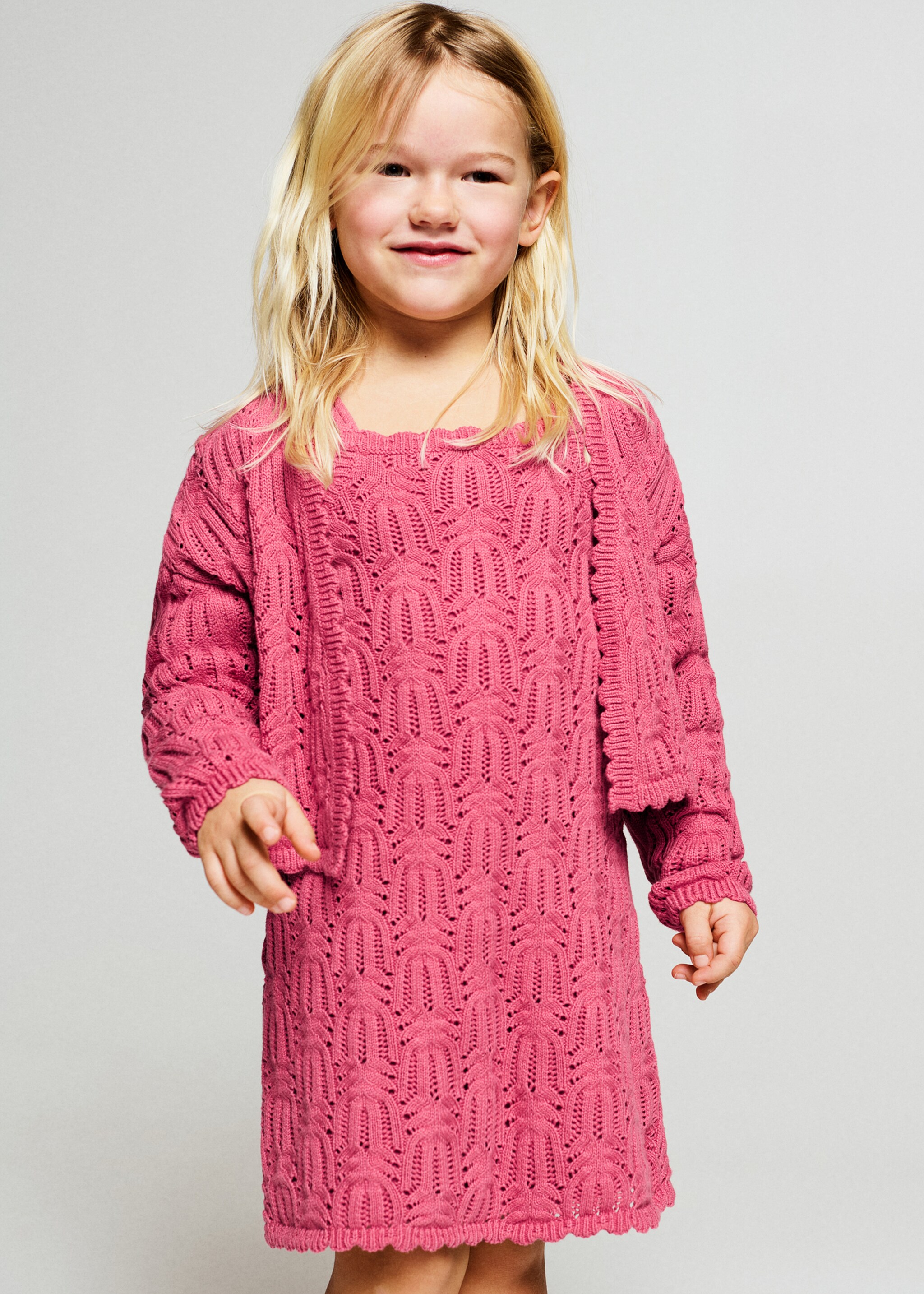 Openwork knit cardigan - General plane, Strawberry. Ref: 27046352-00.