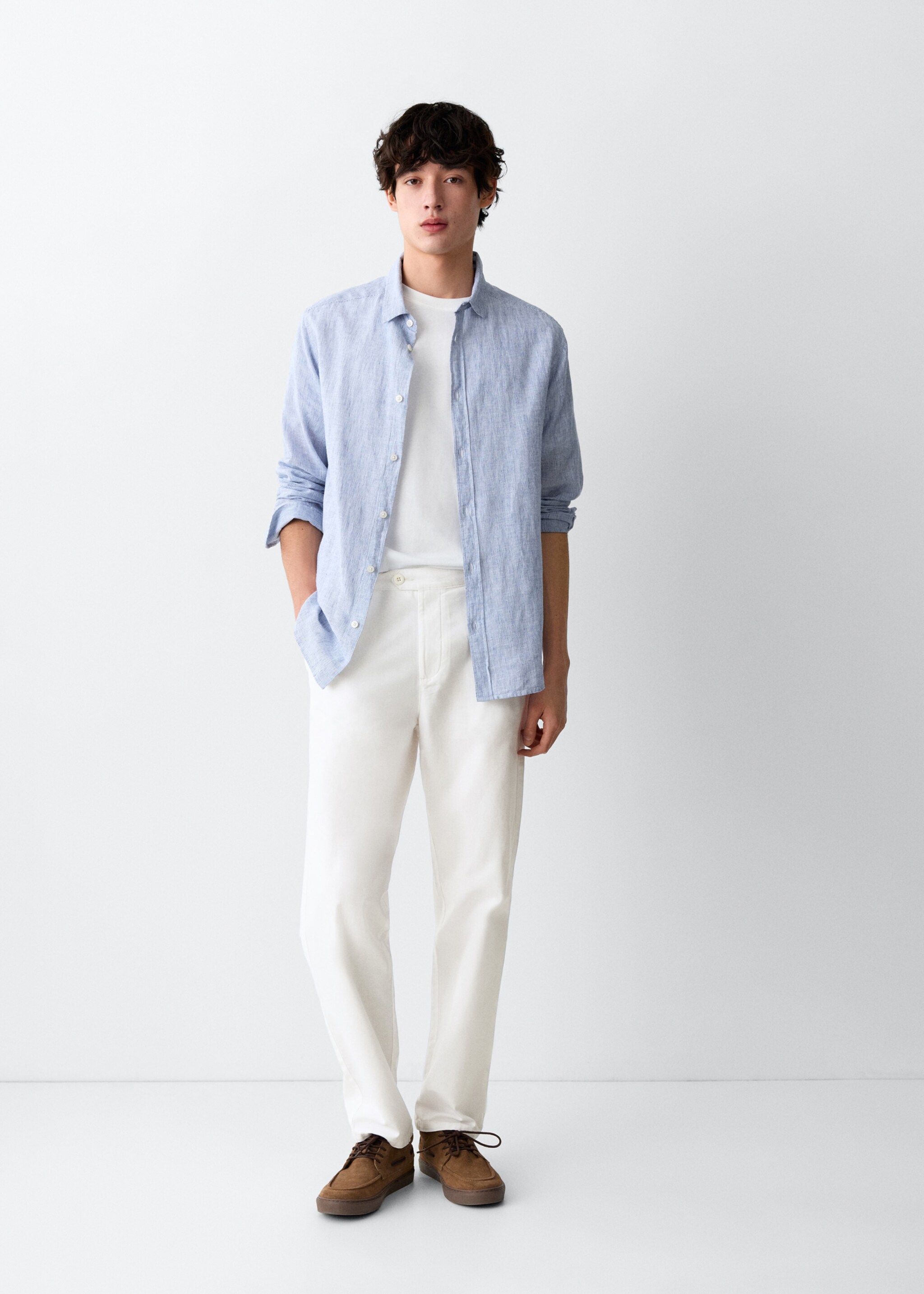 Straight-leg linen-cotton blend trousers - General plane, Off White. Ref: 27046717-00.