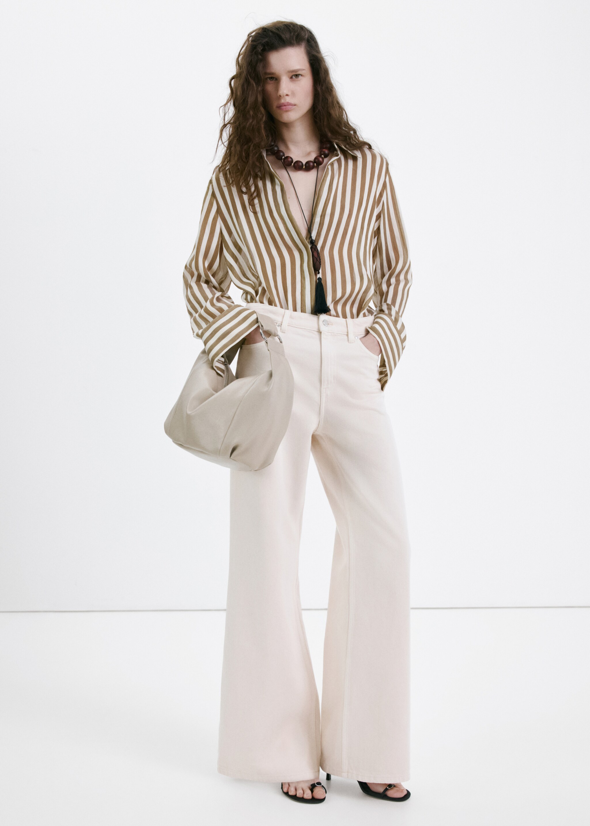 Wide leg mid-rise jeans - General plane, Off White. Ref: 27047140-00.