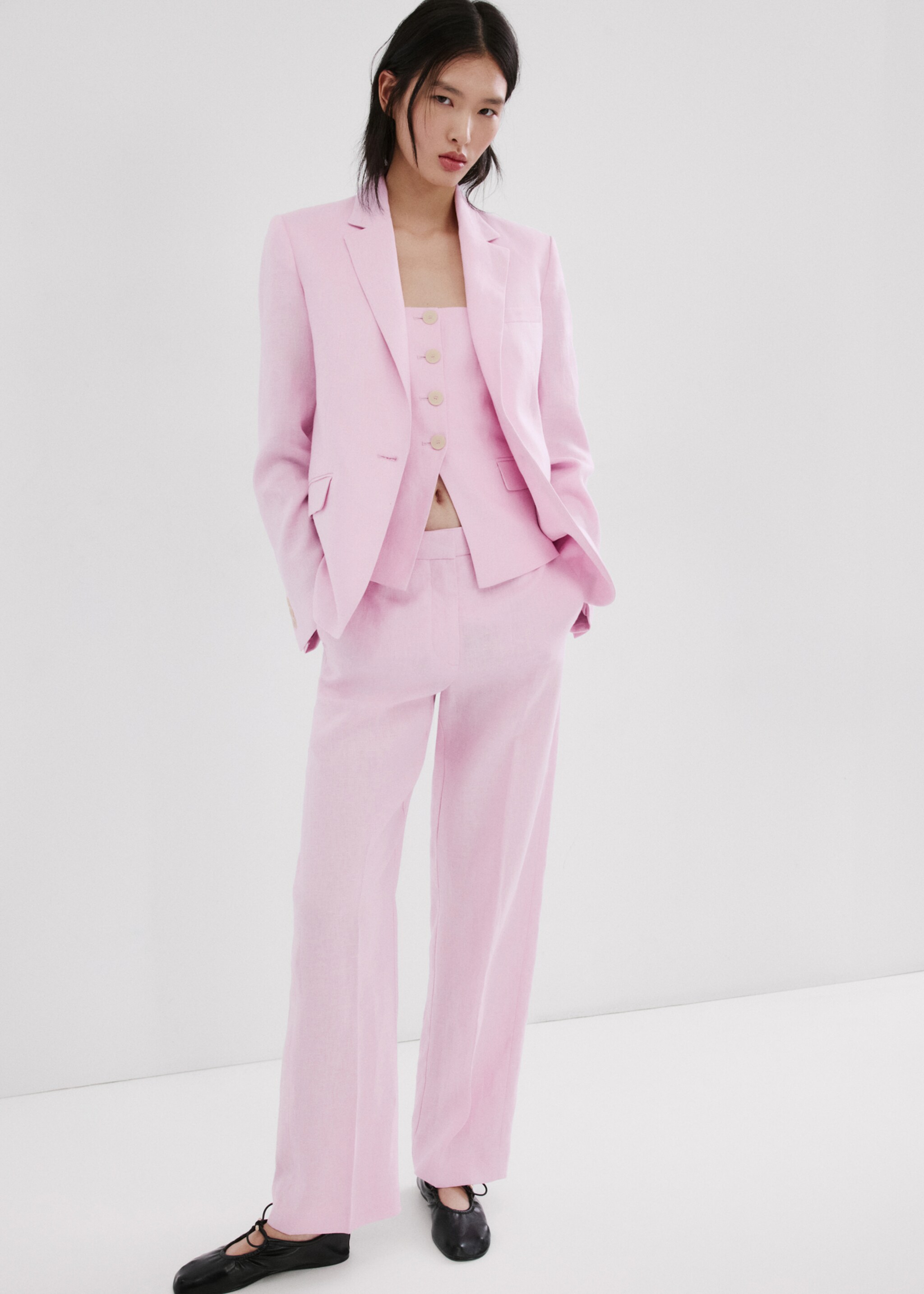 سروال بدلة من الكتان - رؤية عامة, وردي. Ref: 27047156-00.