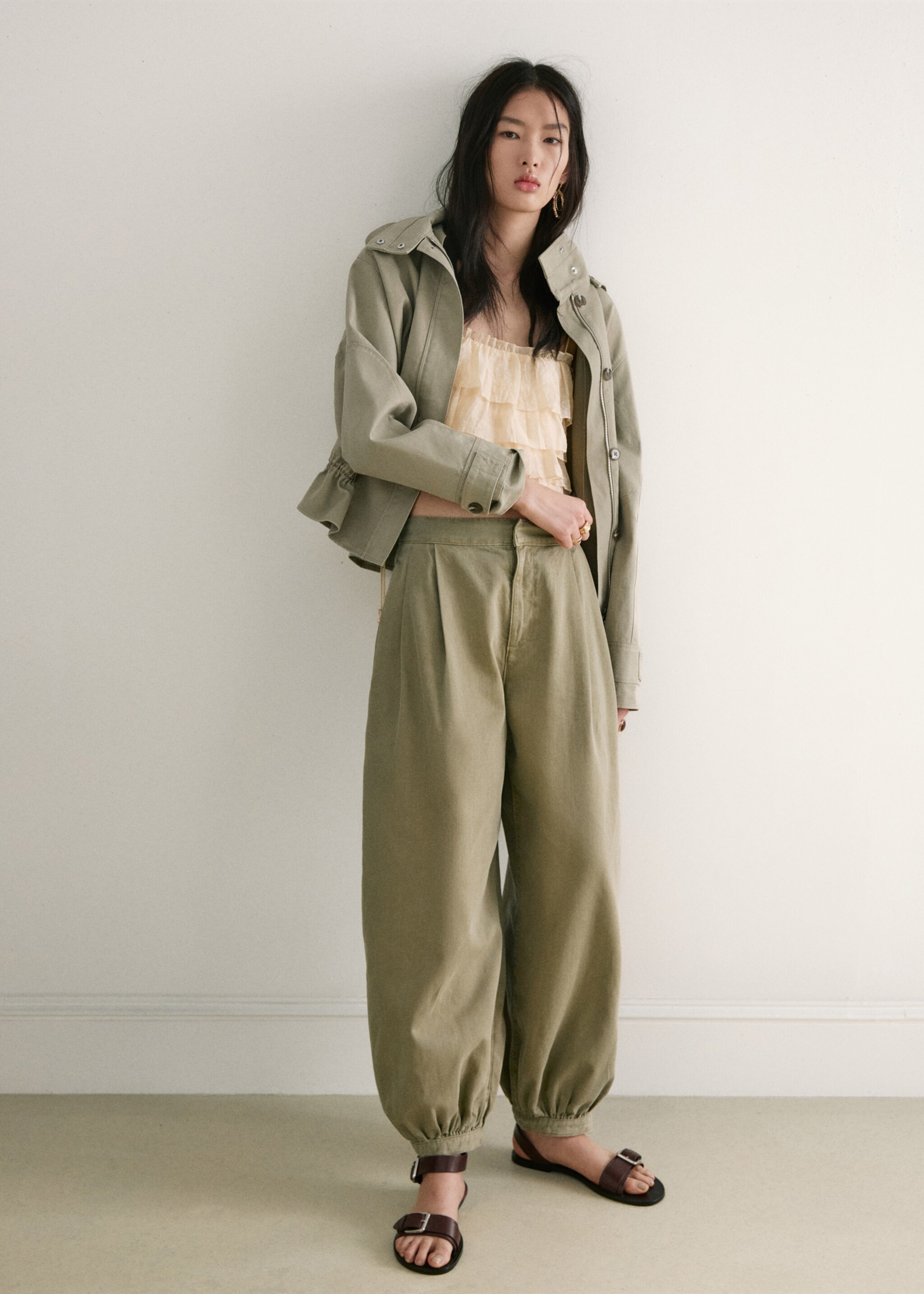 Mid-rise balloon jeans - General plane, Khaki. Ref: 27047166-00.