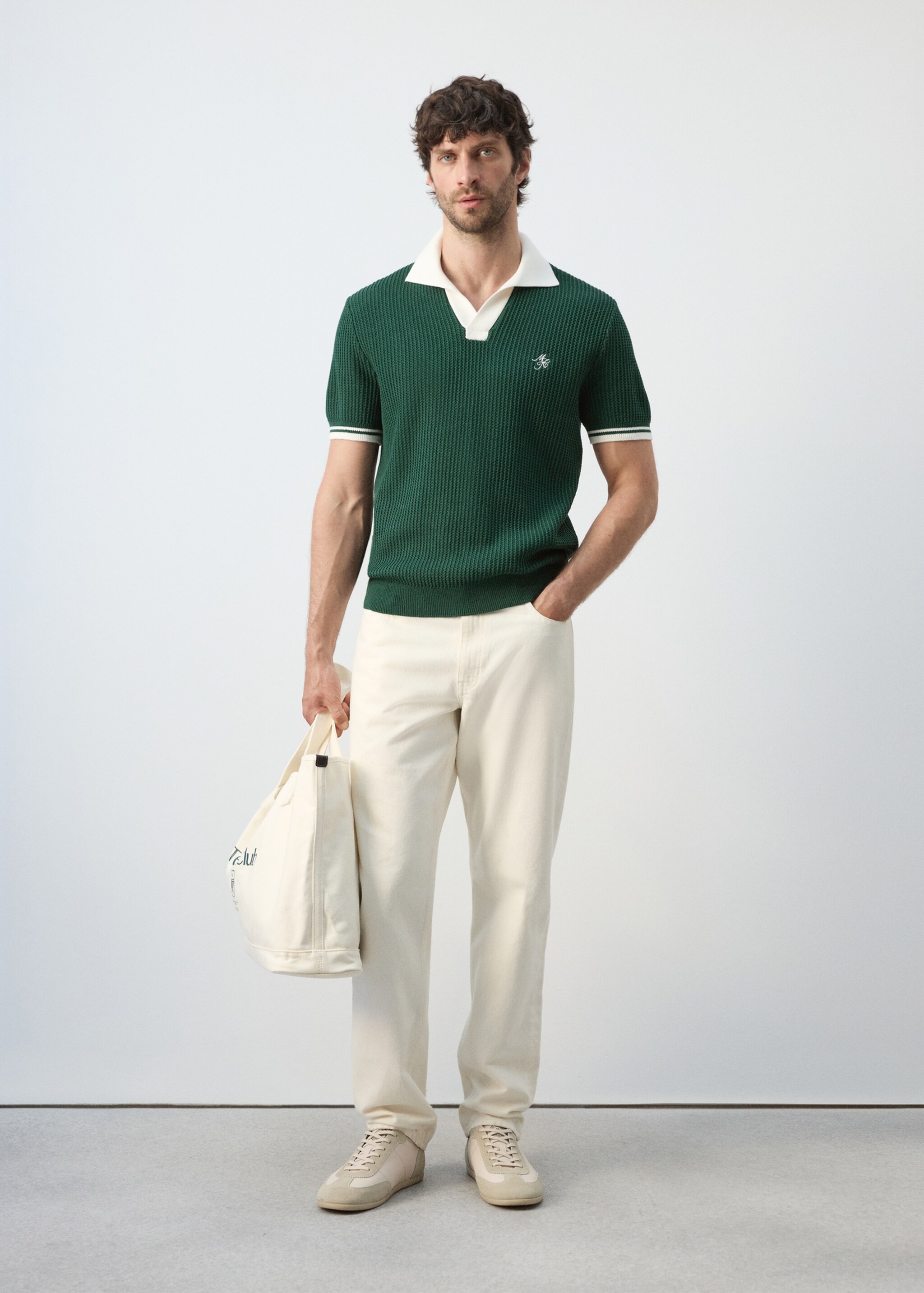Cotton structured polo shirt - General plane, Dark Green. Ref: 27047790-00.
