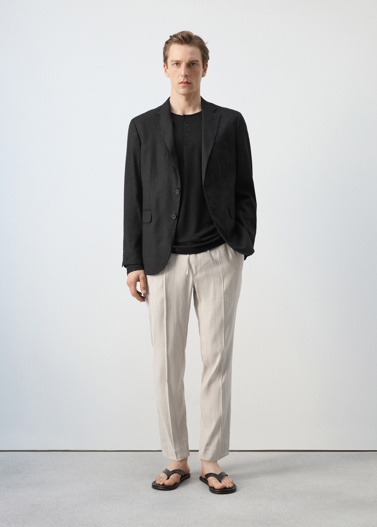 Pantalón slim fit lino cordón - Plano general