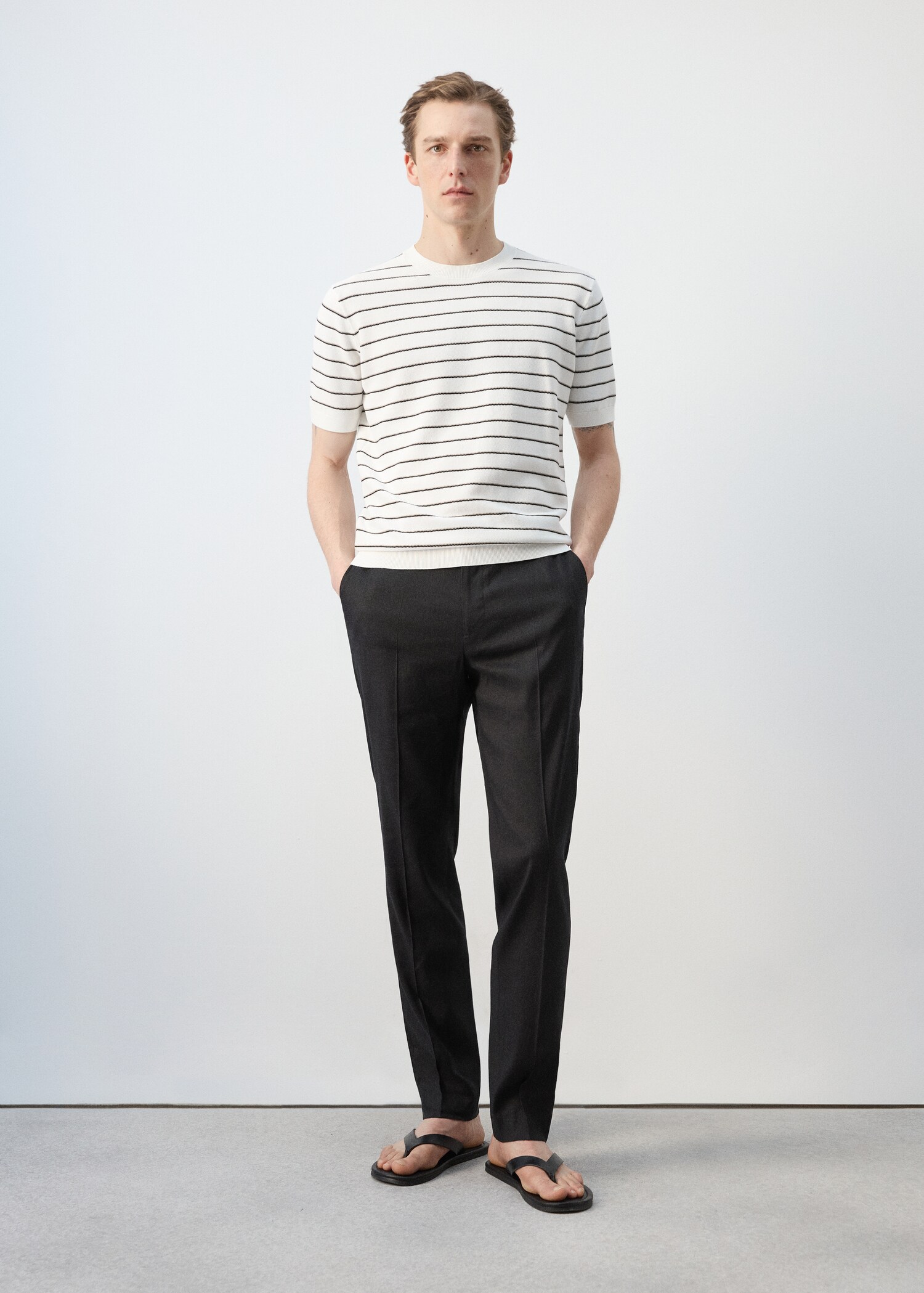 T-shirt coton maille rayures - Plan général