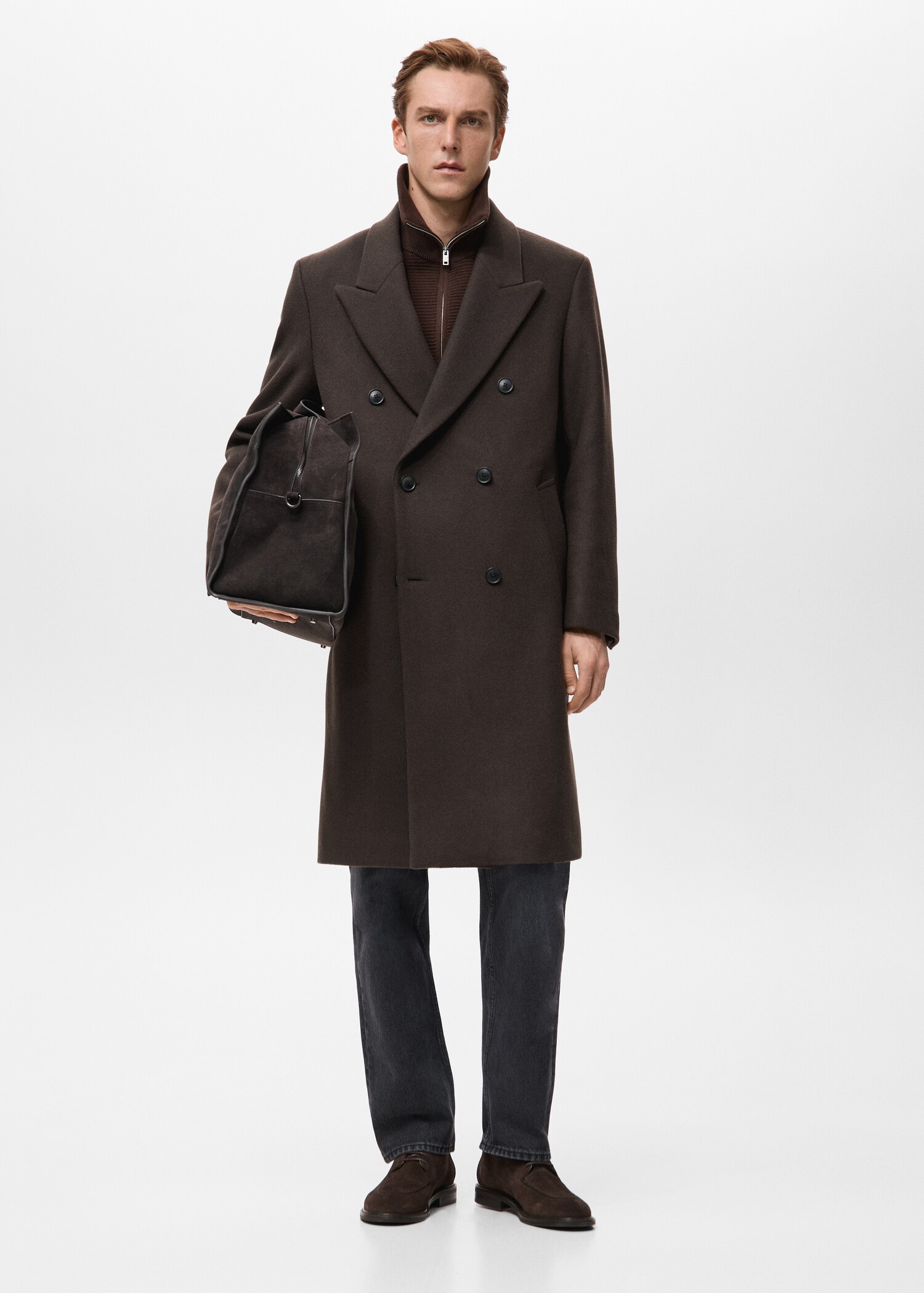 Relaxed-fit double-breasted wool coat - General plane