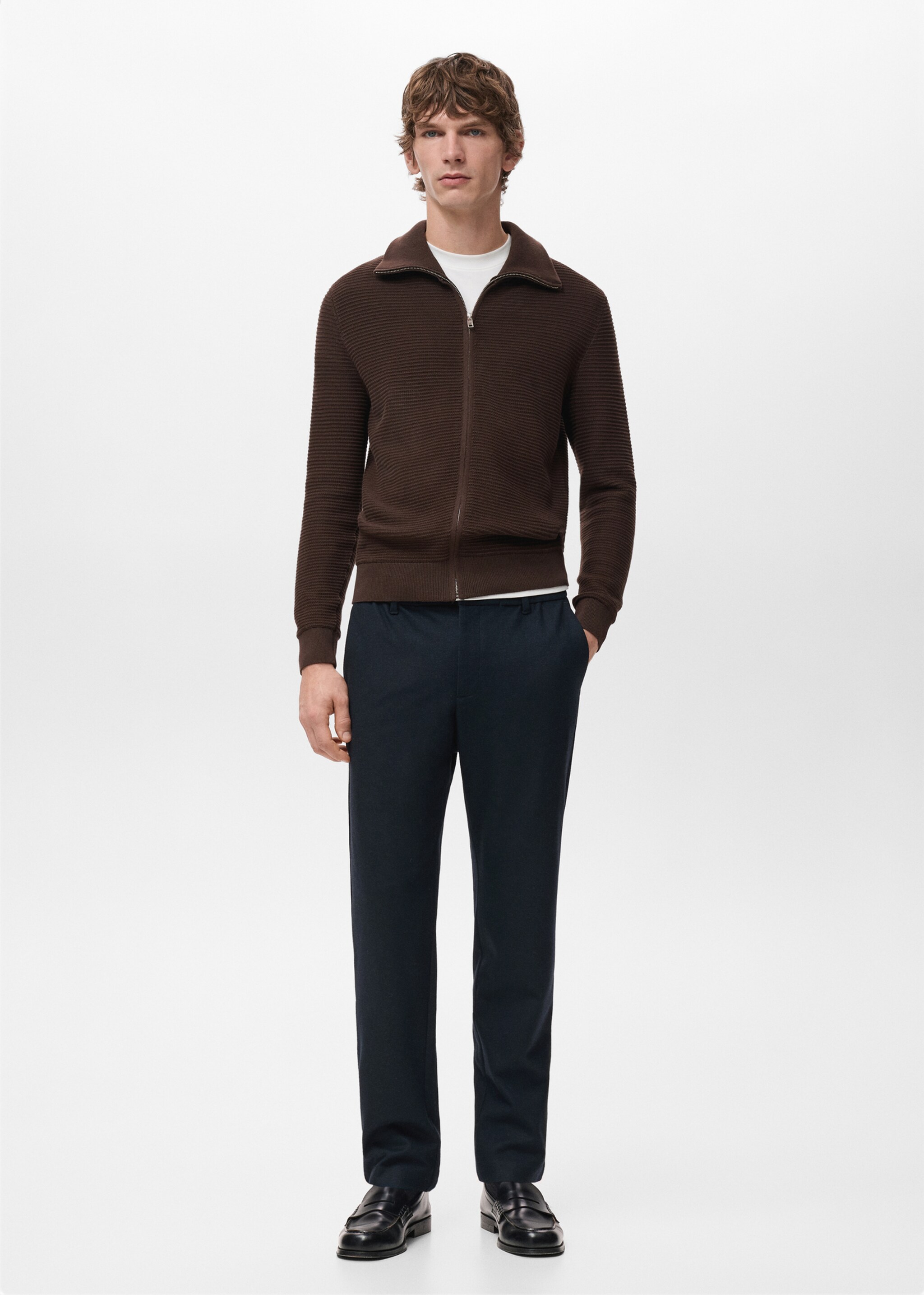 Slim-fit flannel trousers - General plane, Night Blue. Ref: 27051186-00.