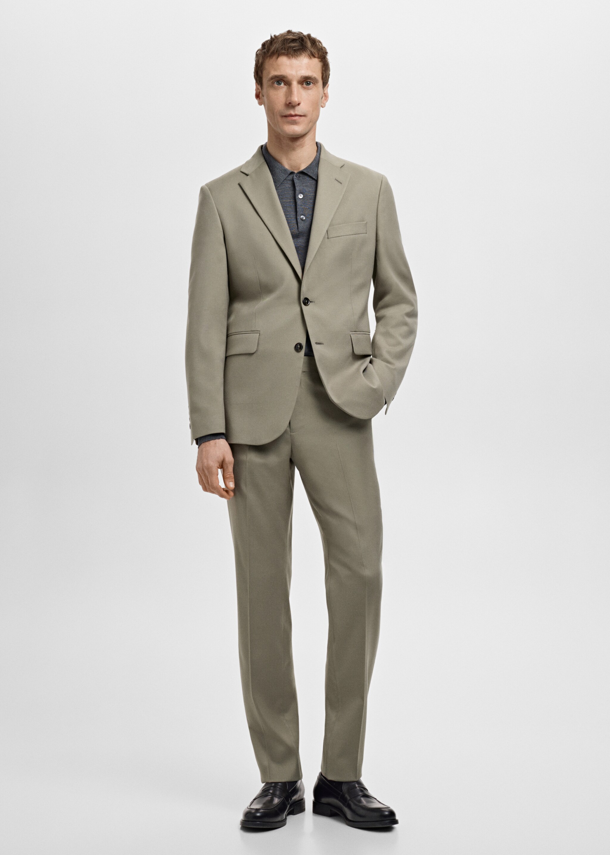 Milan slim-fit suit trousers - General plane, Mink Grey. Ref: 27051224-00.