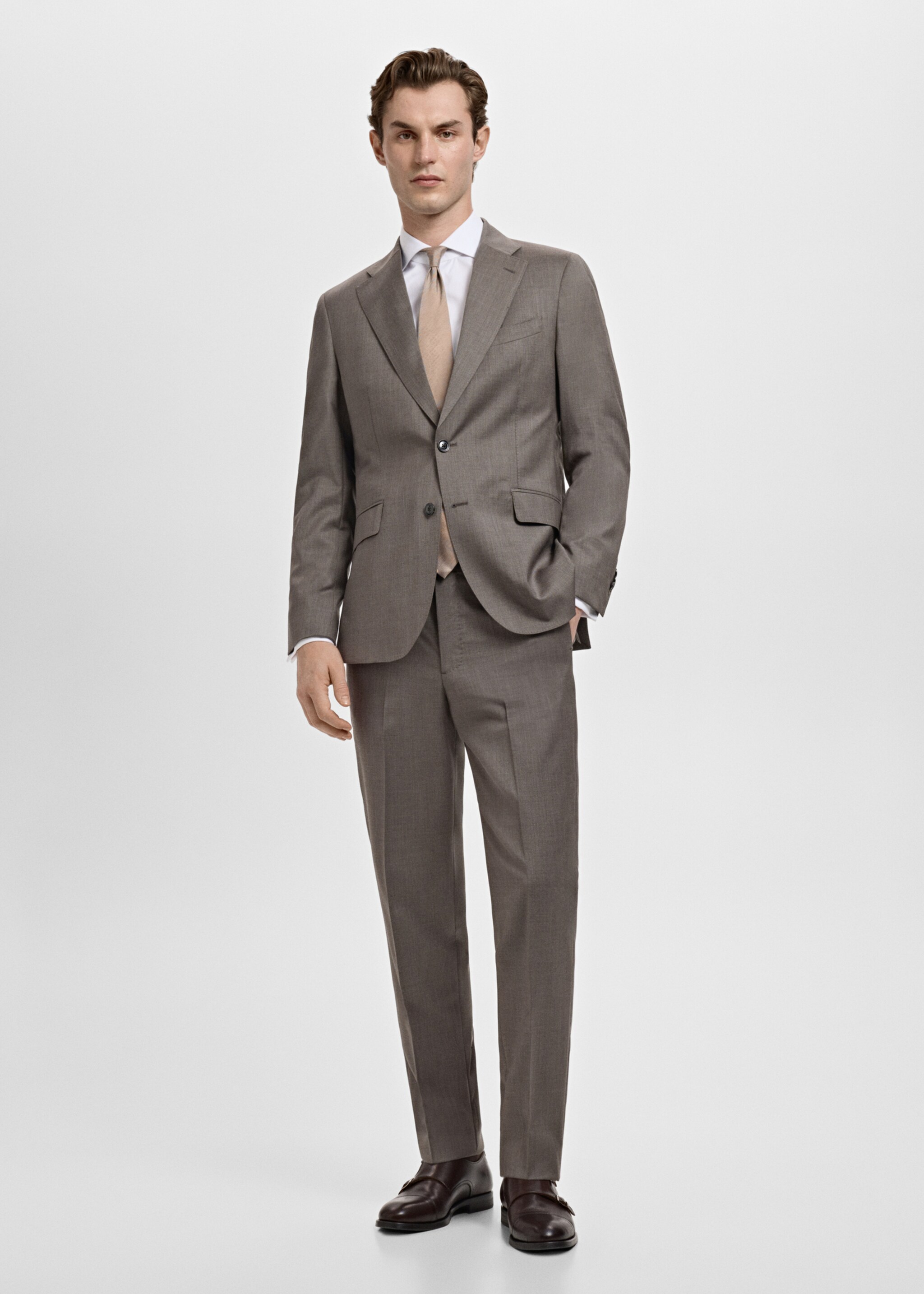 Veste costume Venecia 100 % laine vierge - Plan général, Marron moyen. Ref: 27051226-00.