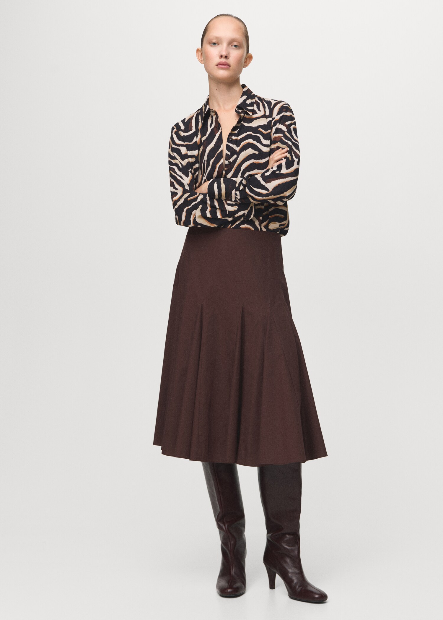 Straight-cut animal-print blouse - General plane