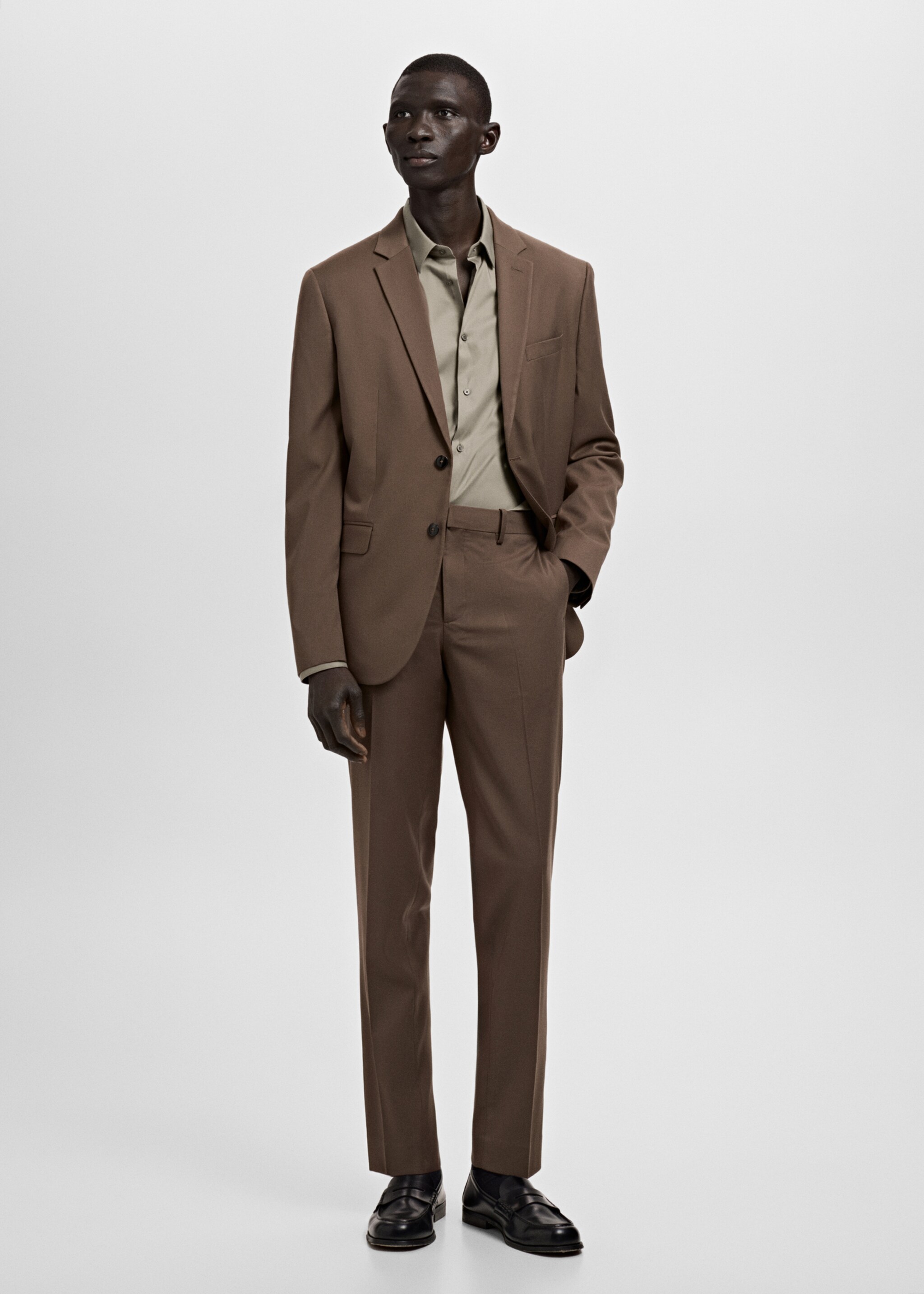 Slim fit cotton suit shirt - General plane, Brown. Ref: 27051252-00.