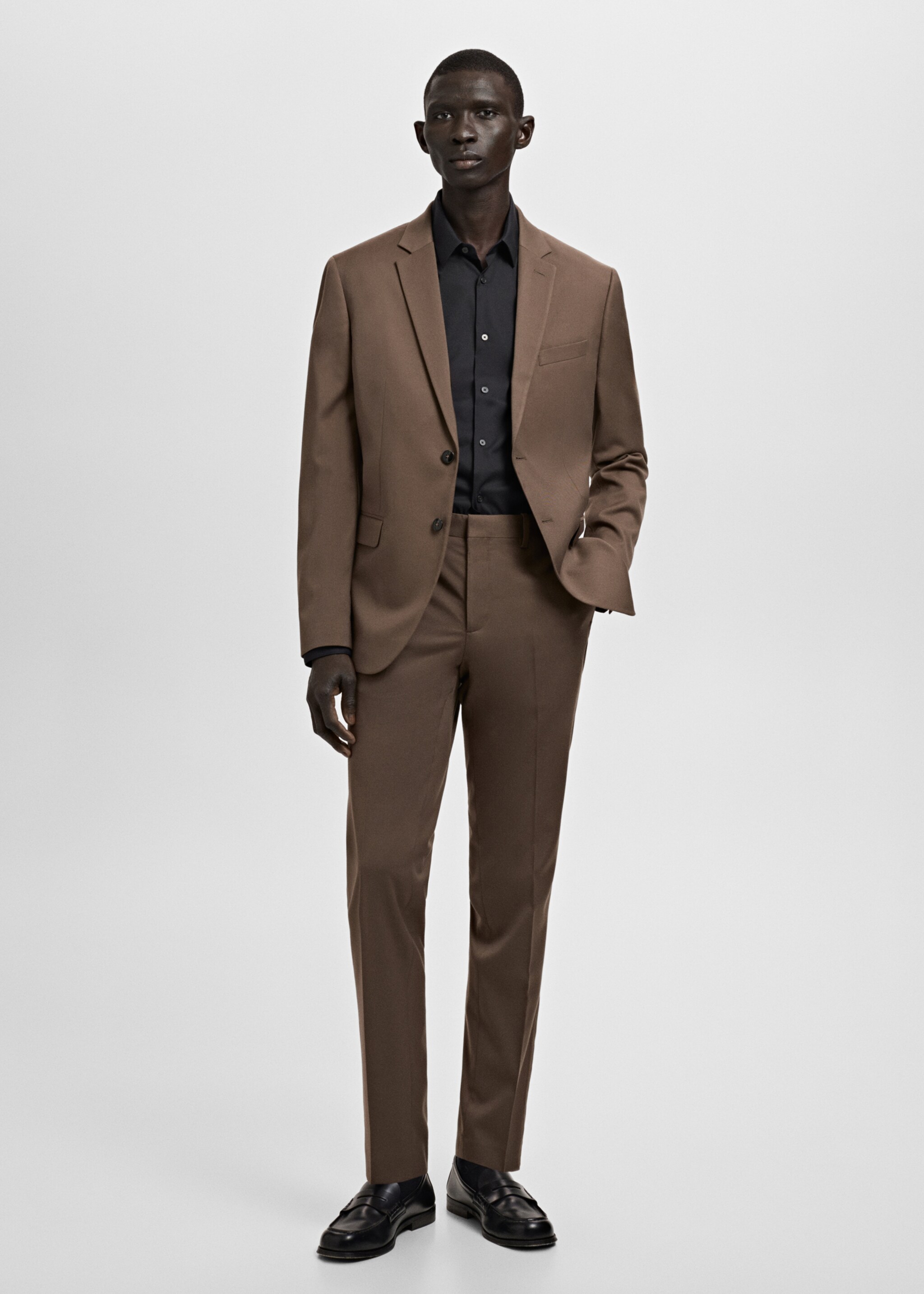 Slim fit cotton suit shirt - General plane, Black. Ref: 27051252-00.