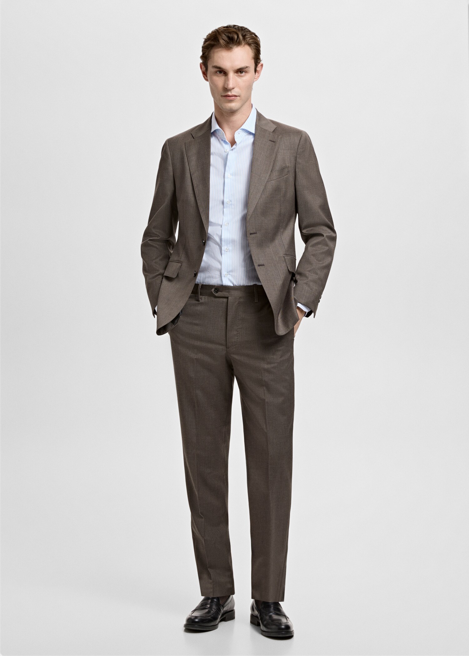 Chemise costume slim fit coton rayures - Plan général