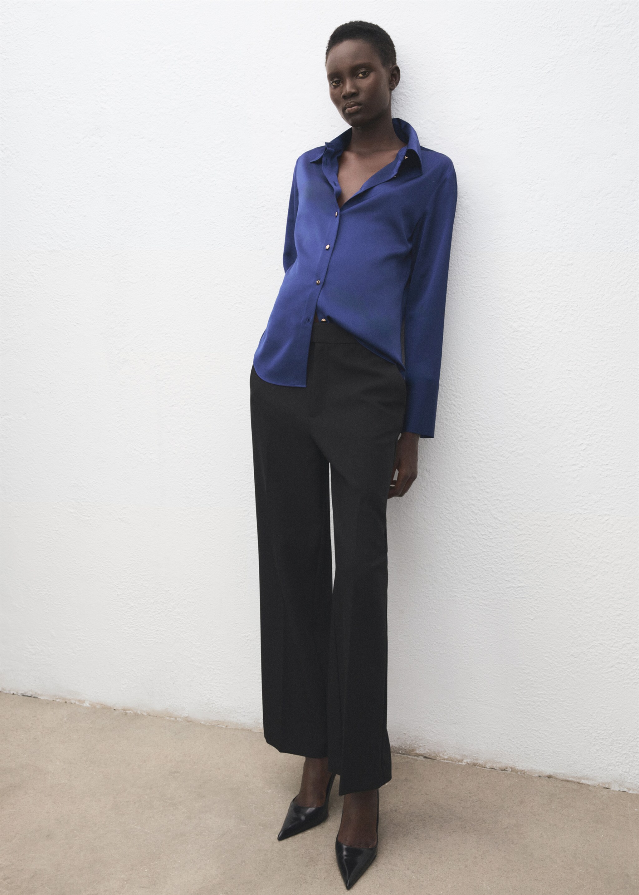 Chemise fluide satinée - Plan général, Bleu. Ref: 27051274-00.