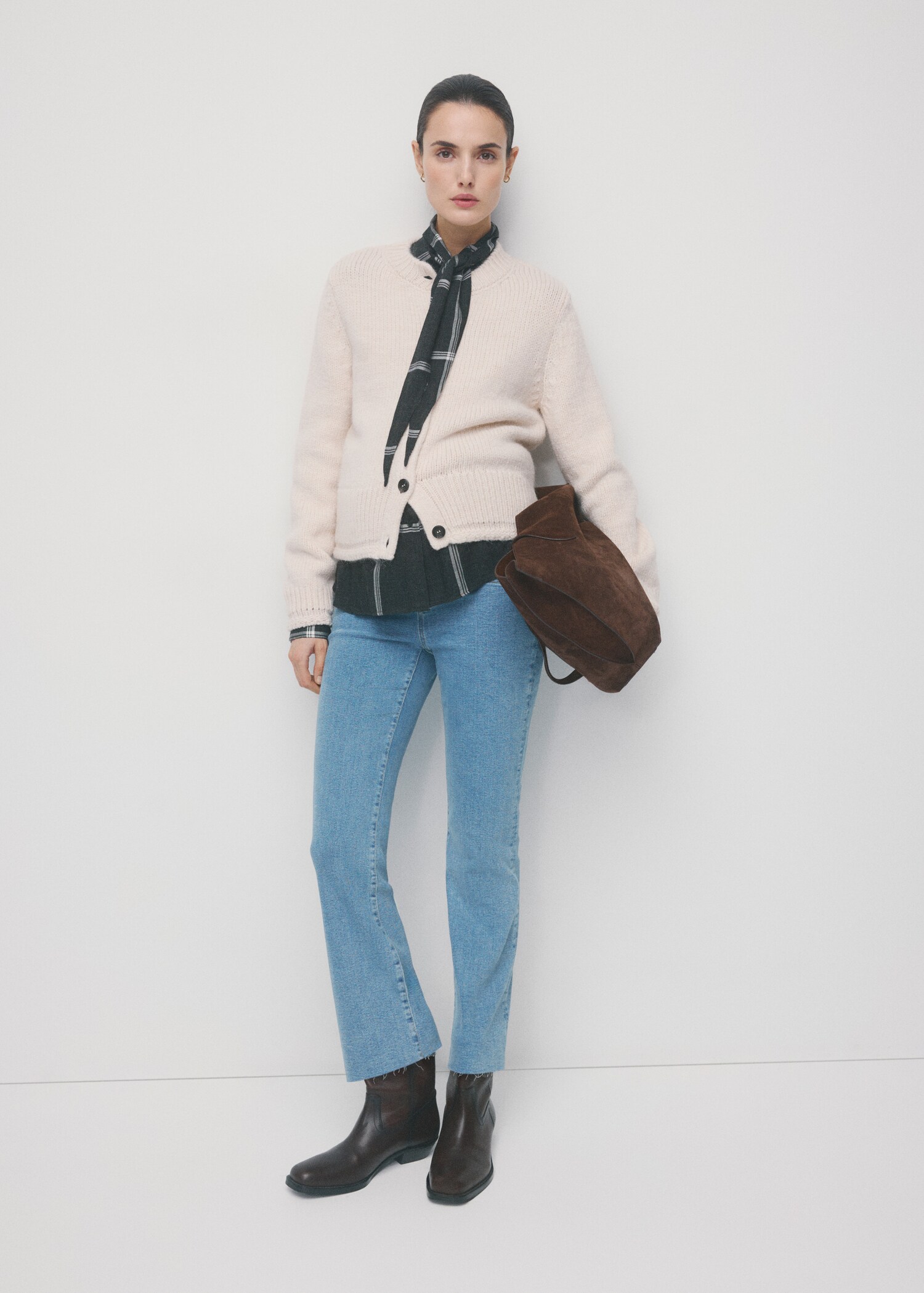 Flared cropped positiejeans - Overzichtstekening