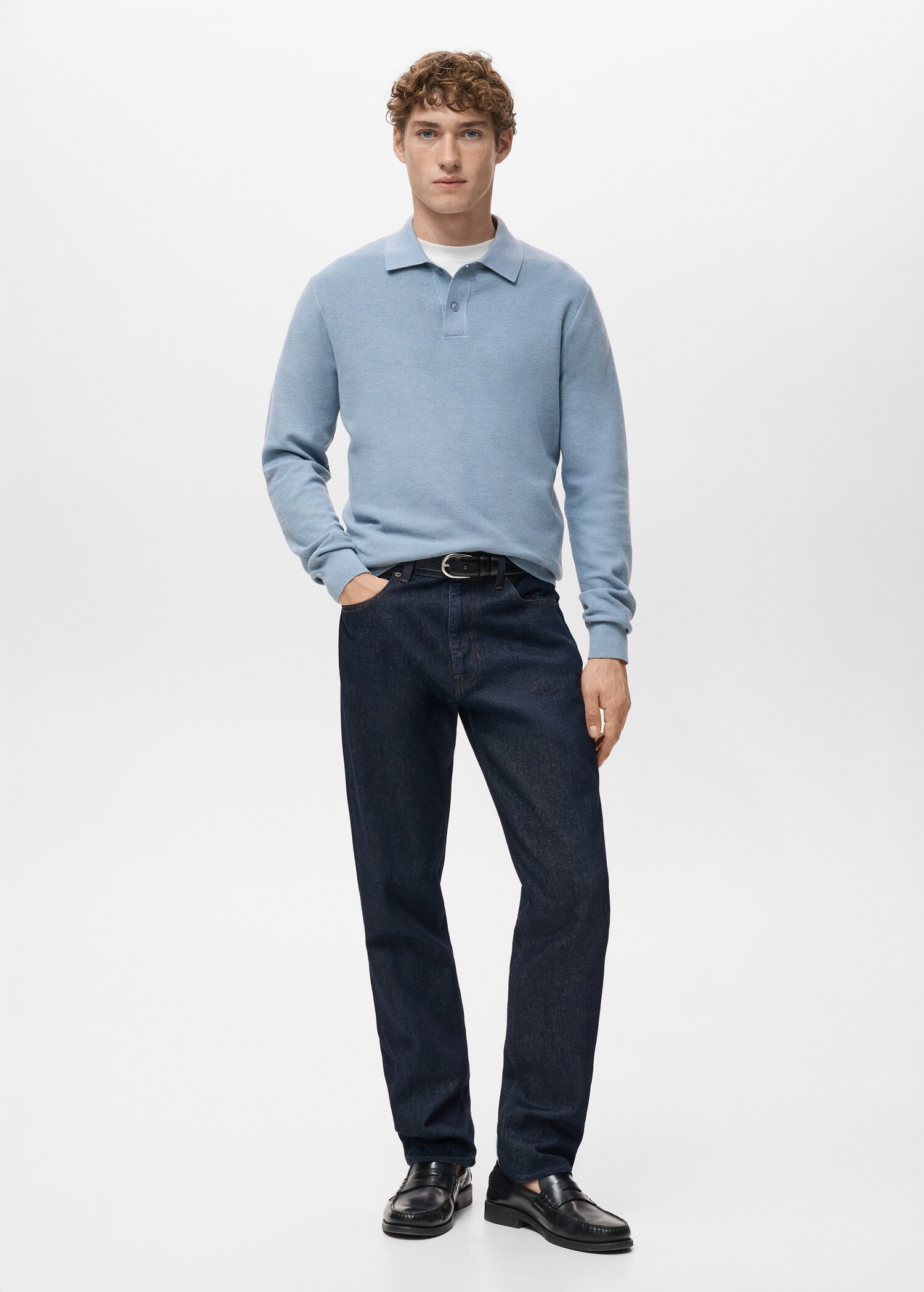 Micro-structured cotton polo shirt - General plane