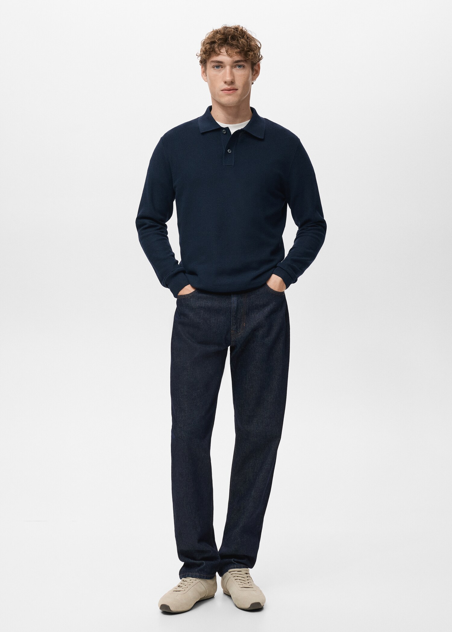 Micro-structured cotton polo shirt - General plane