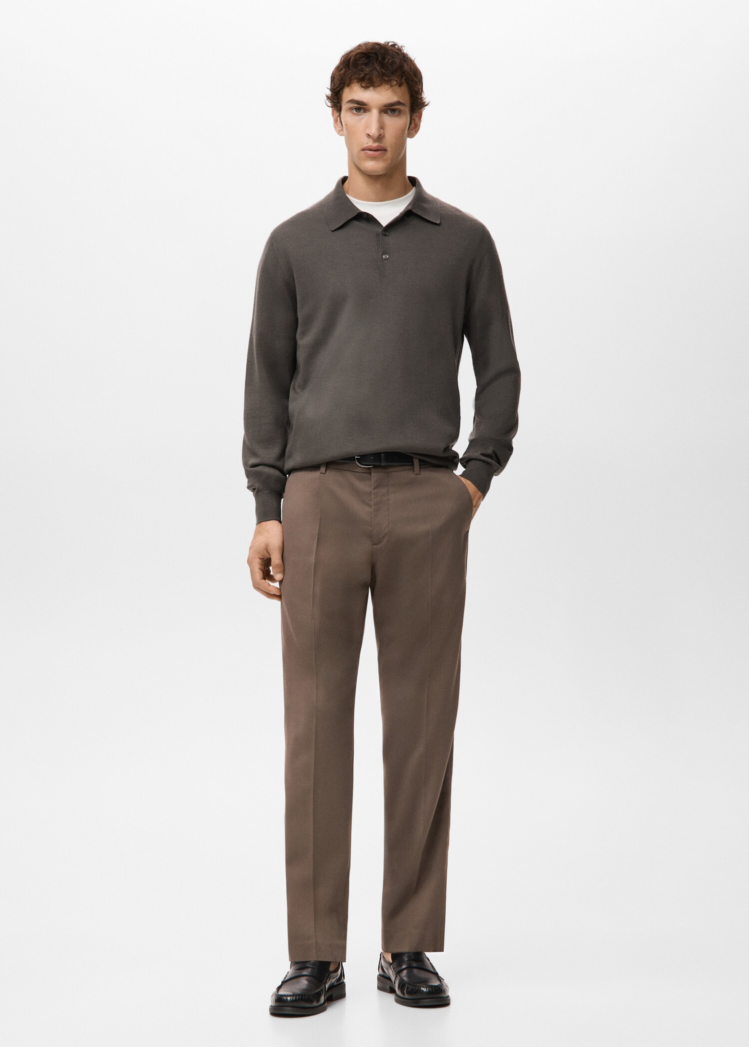 100% merino wool polo sweater - General plane