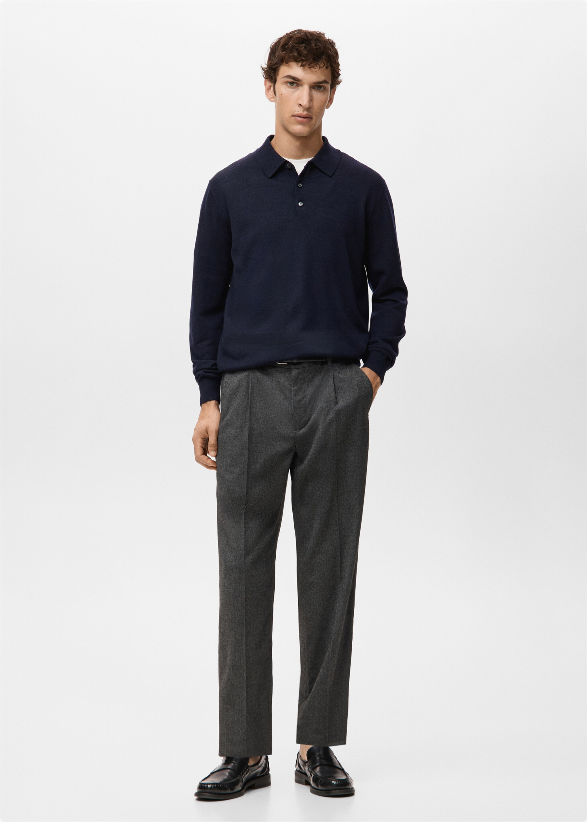 100% merino wool polo sweater - General plane, Navy. Ref: 27051283-00.