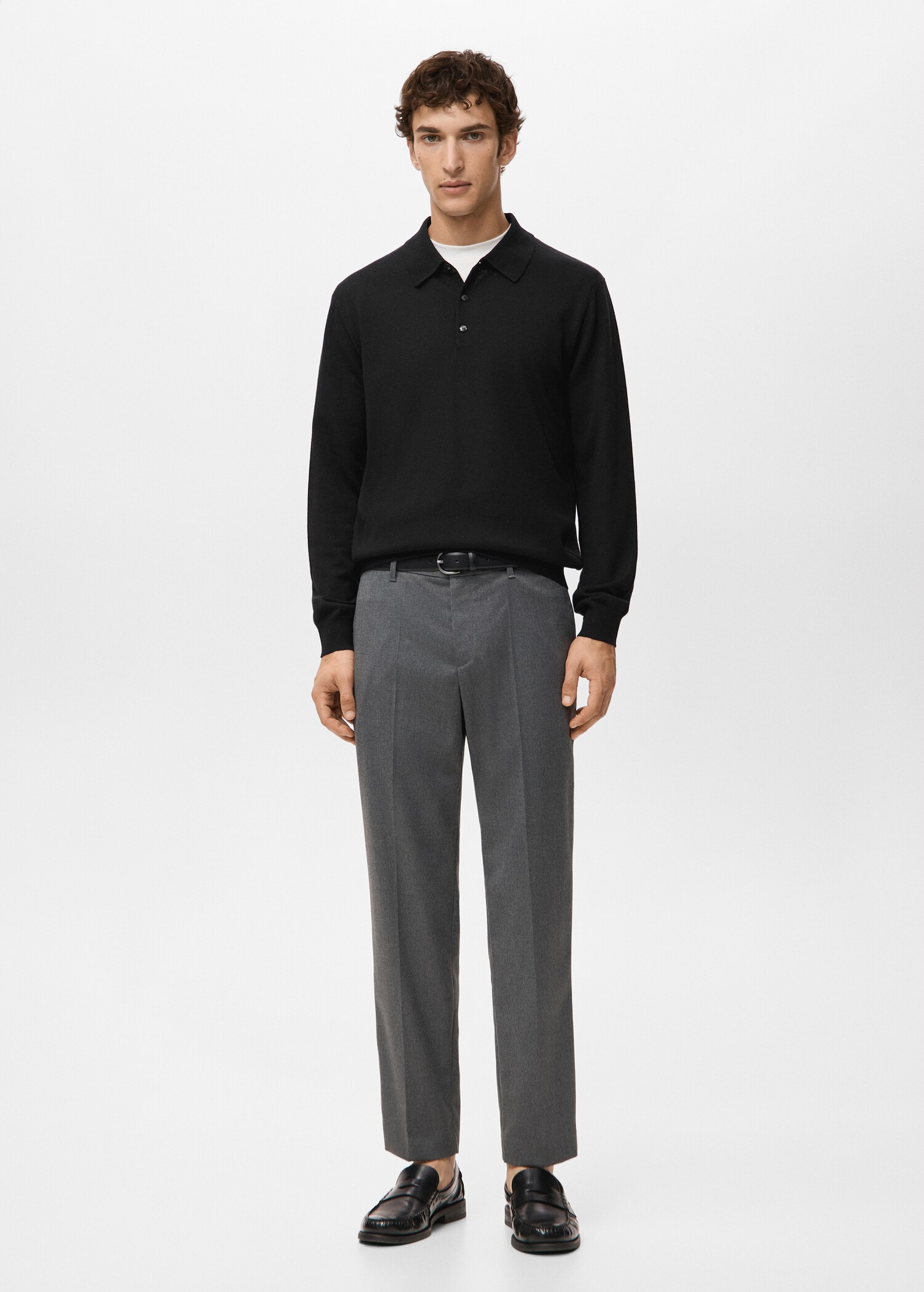 100% merino wool polo sweater - General plane