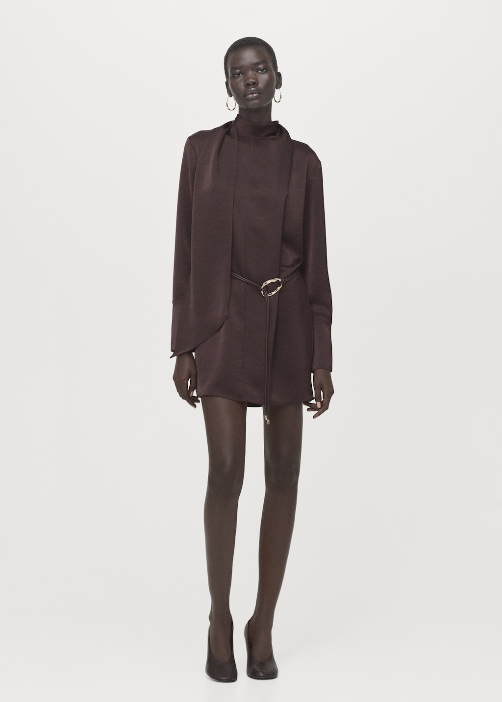 Satin dress with foulard