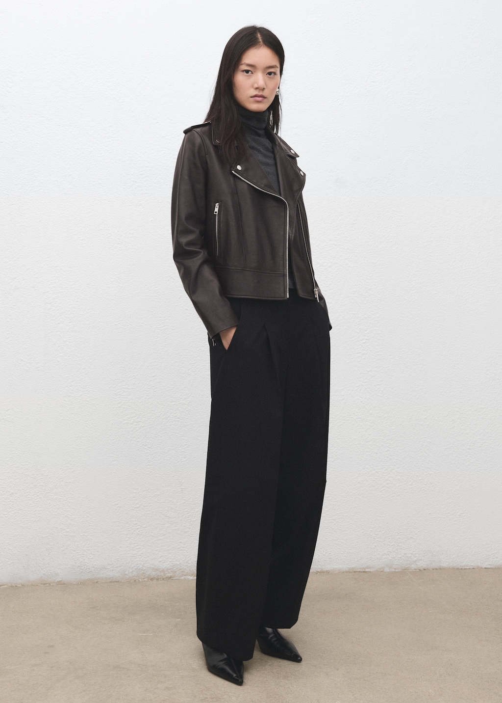 Leather biker jacket