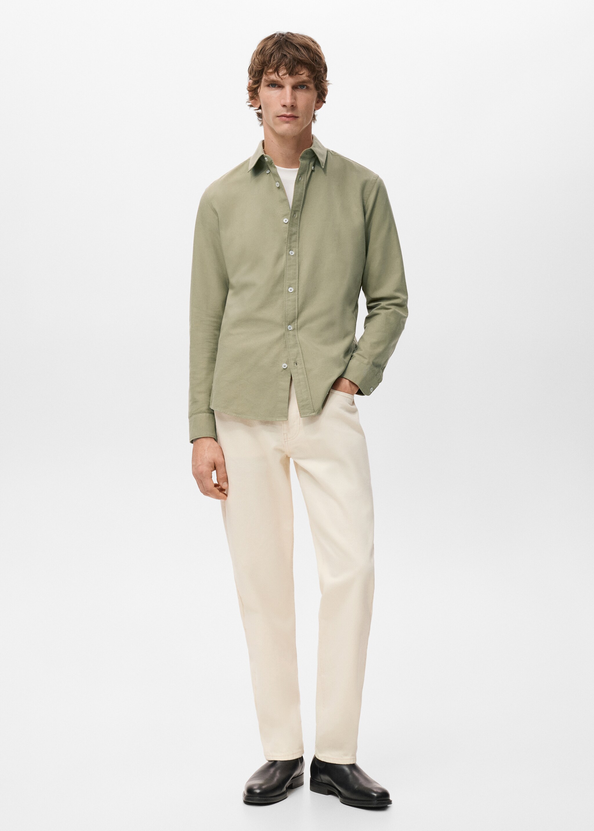 قميص أكسفورد بنسبة 100% من القطن - رؤية عامة, أسمر ضارب إلى الصفرة. Ref: 27051288-00.