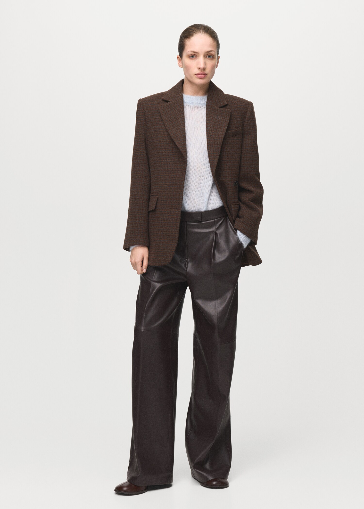 Wide-leg faux-leather trousers - General plane