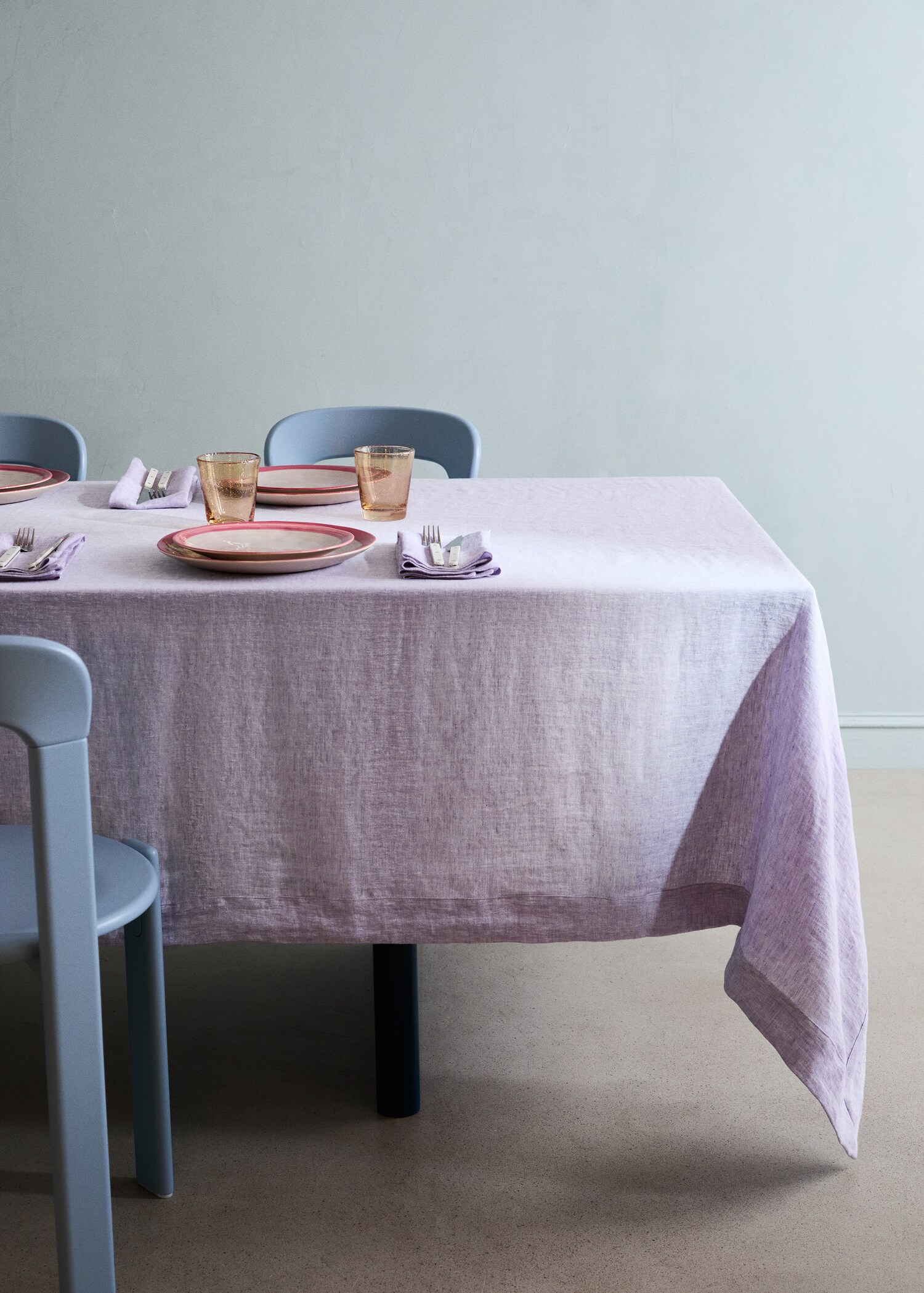 Mantel 100% lino efecto melange 6 a 8 comensales - Plano general
