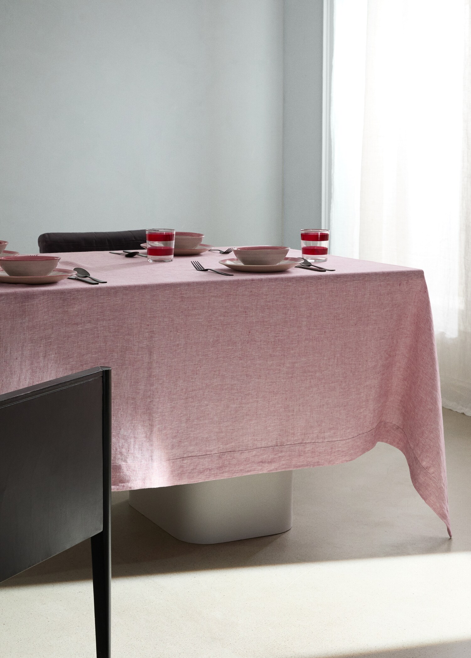 Mantel 100% lino efecto melange 6 a 8 comensales - Plano general