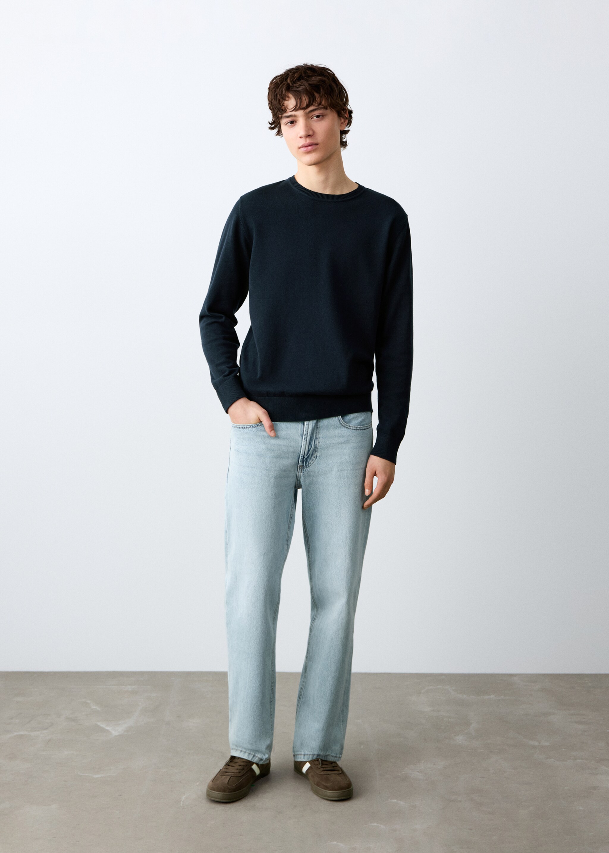 Knitted cotton sweater - General plane, Navy. Ref: 27051311-00.