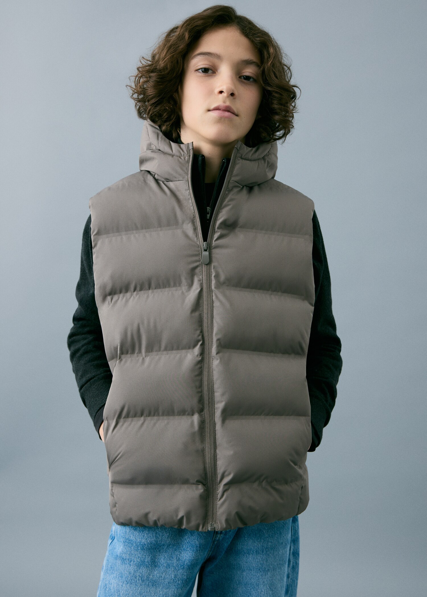 Quilted gilet with hood - General plane