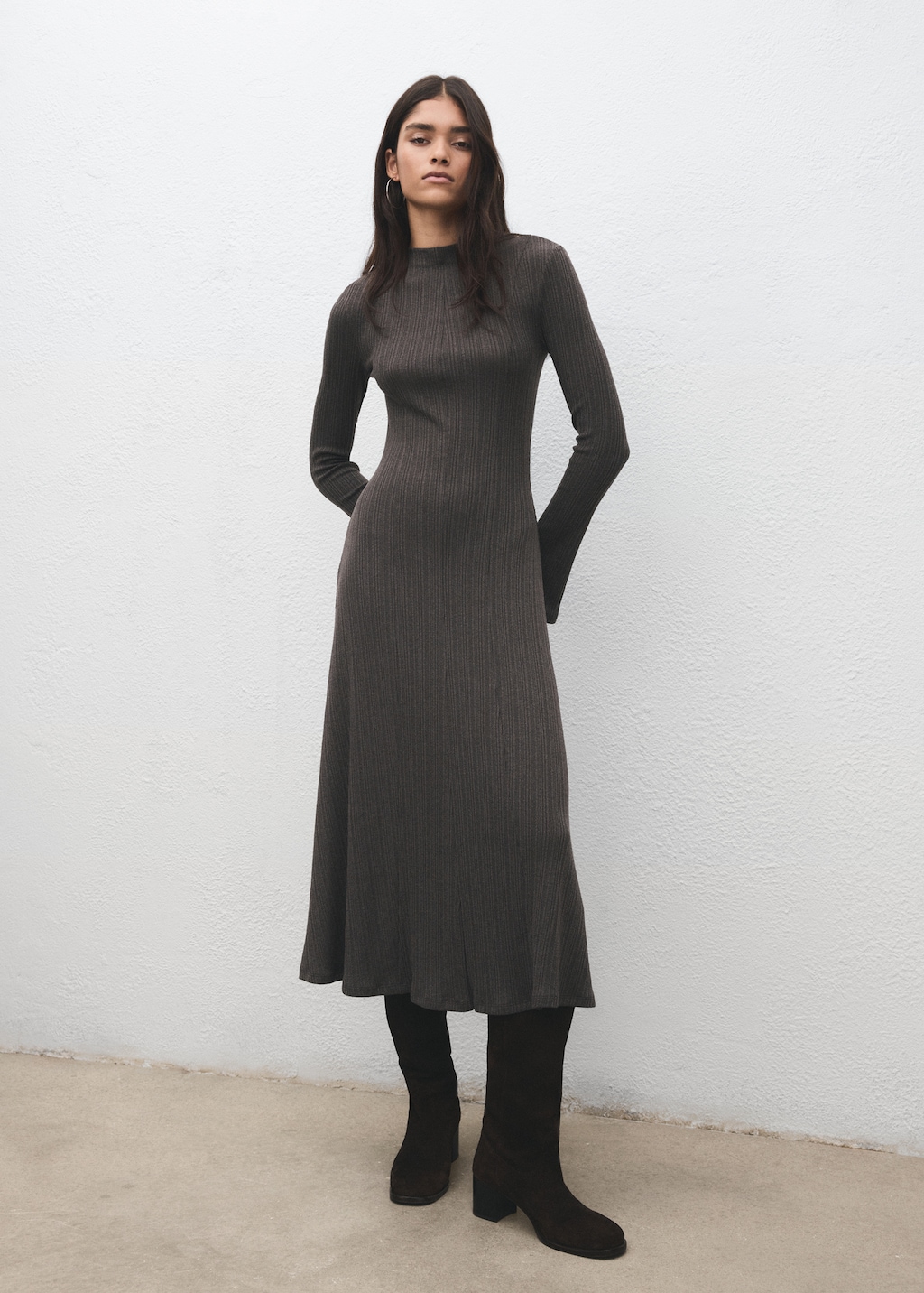 Knitted dress with bell sleeves